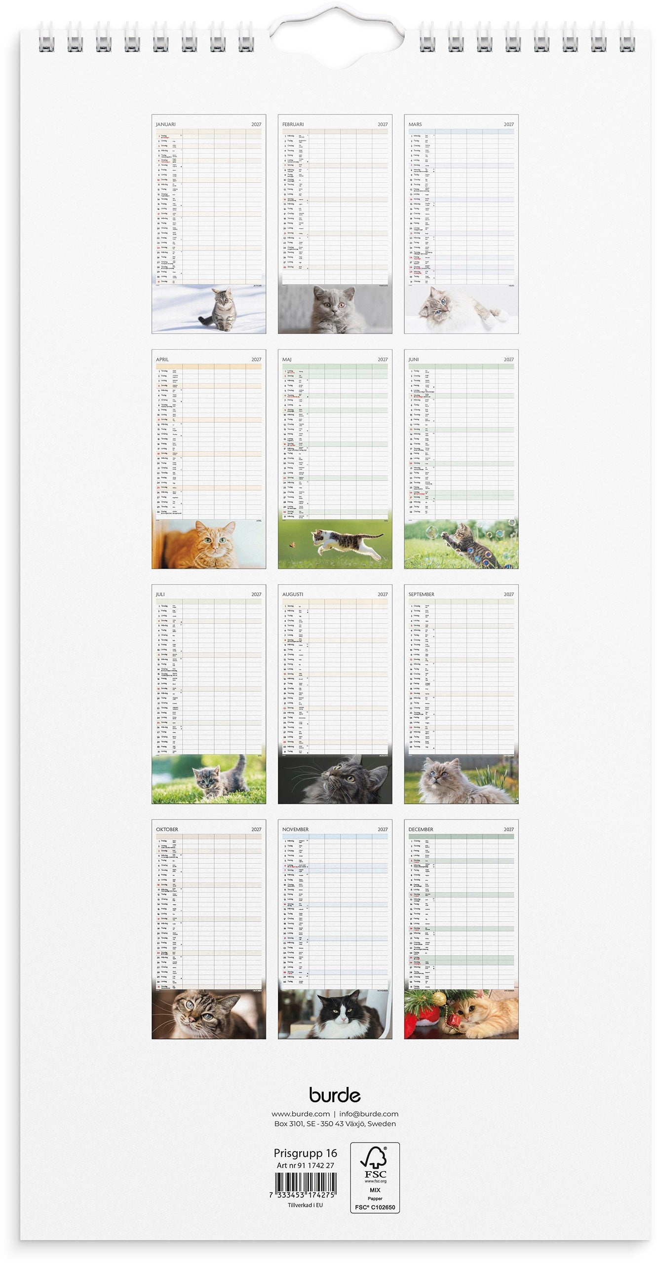 Familjekalender 2027 Katter