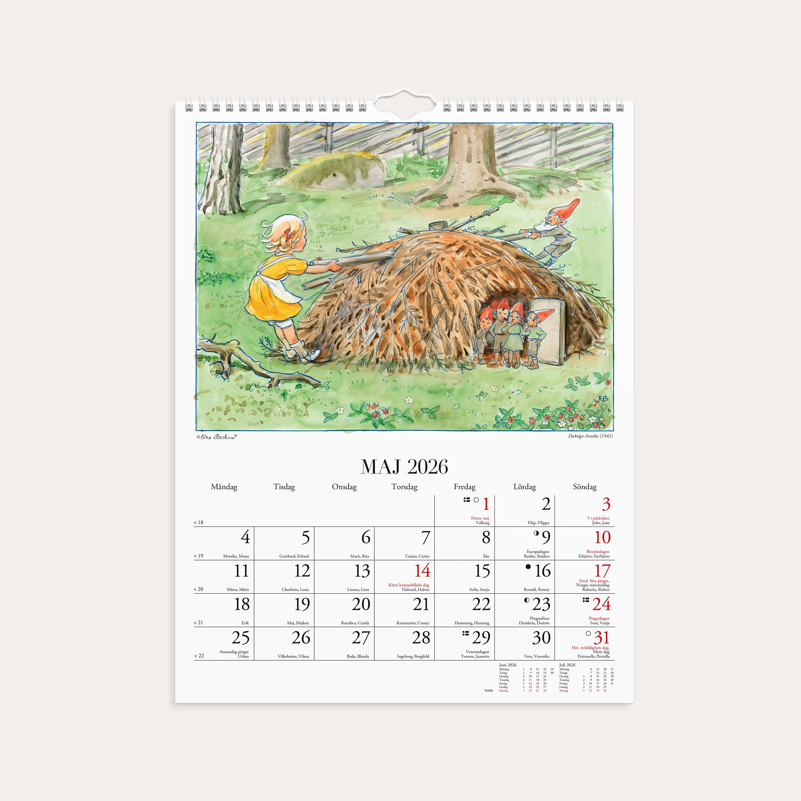 Väggkalender 2026 Elsa Beskow