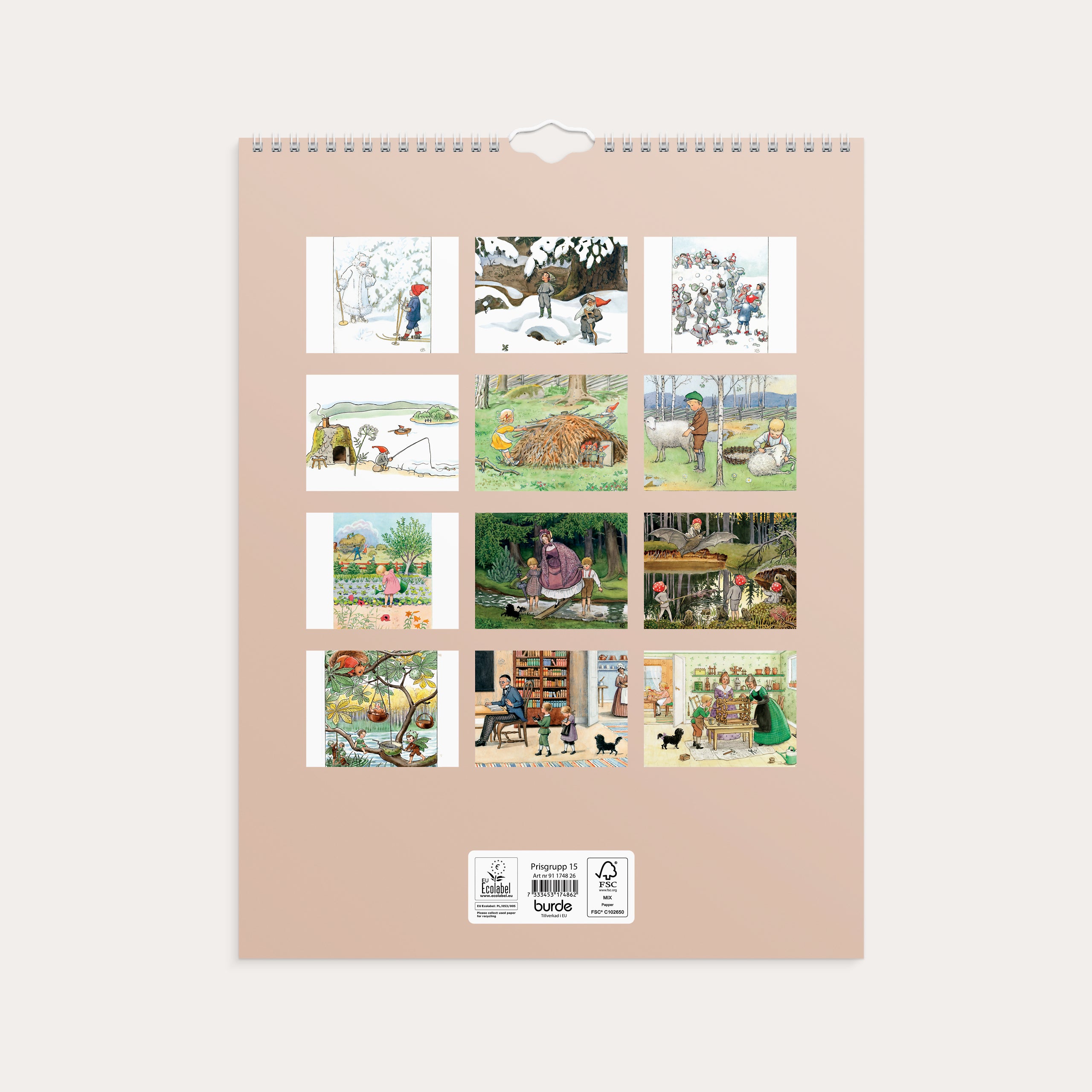 Väggkalender 2026 Elsa Beskow