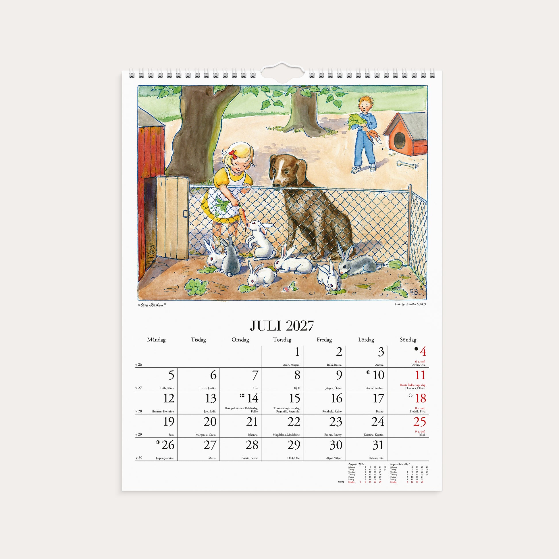 Väggkalender 2027 Elsa Beskow – detail view