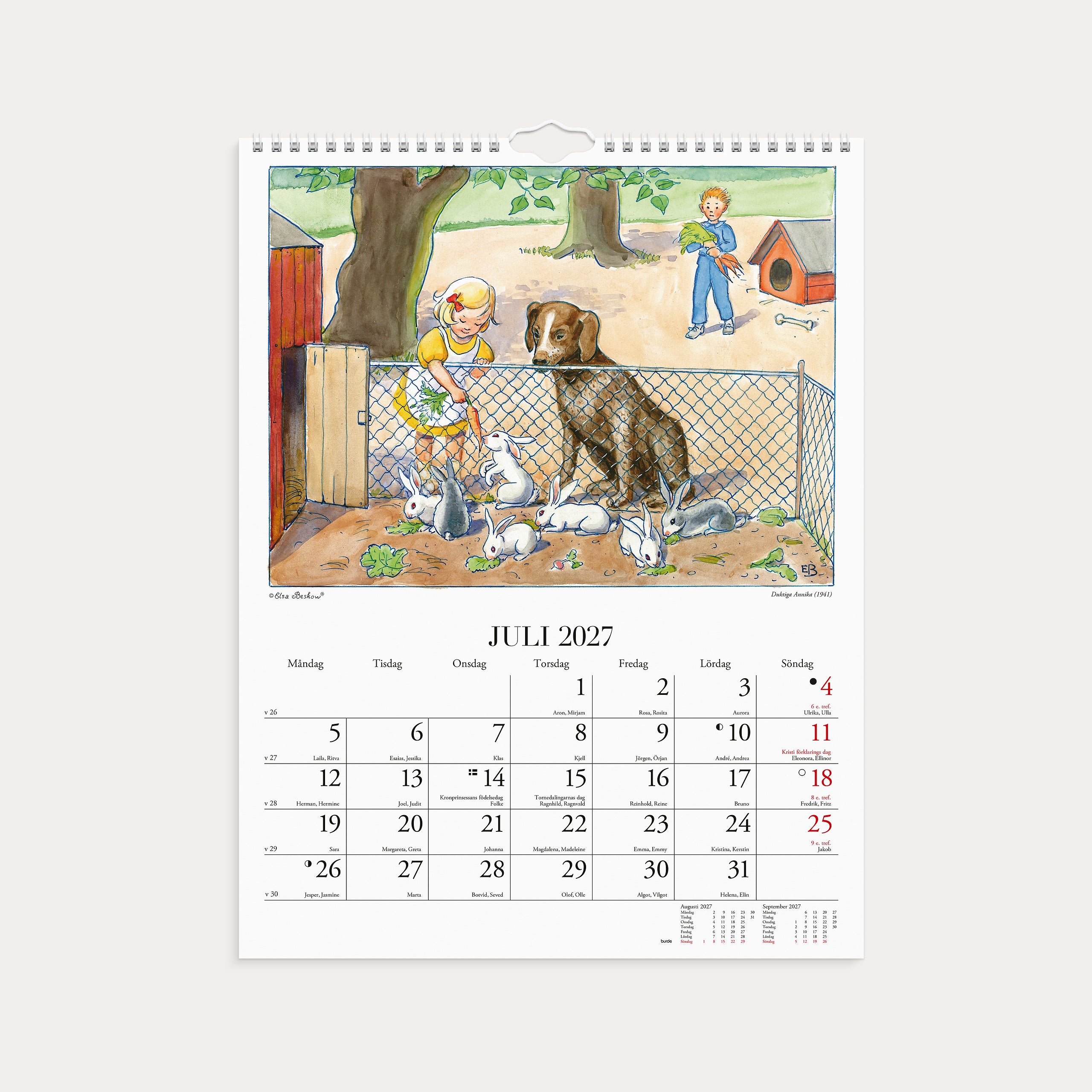 Väggkalender 2027 Elsa Beskow – detail view