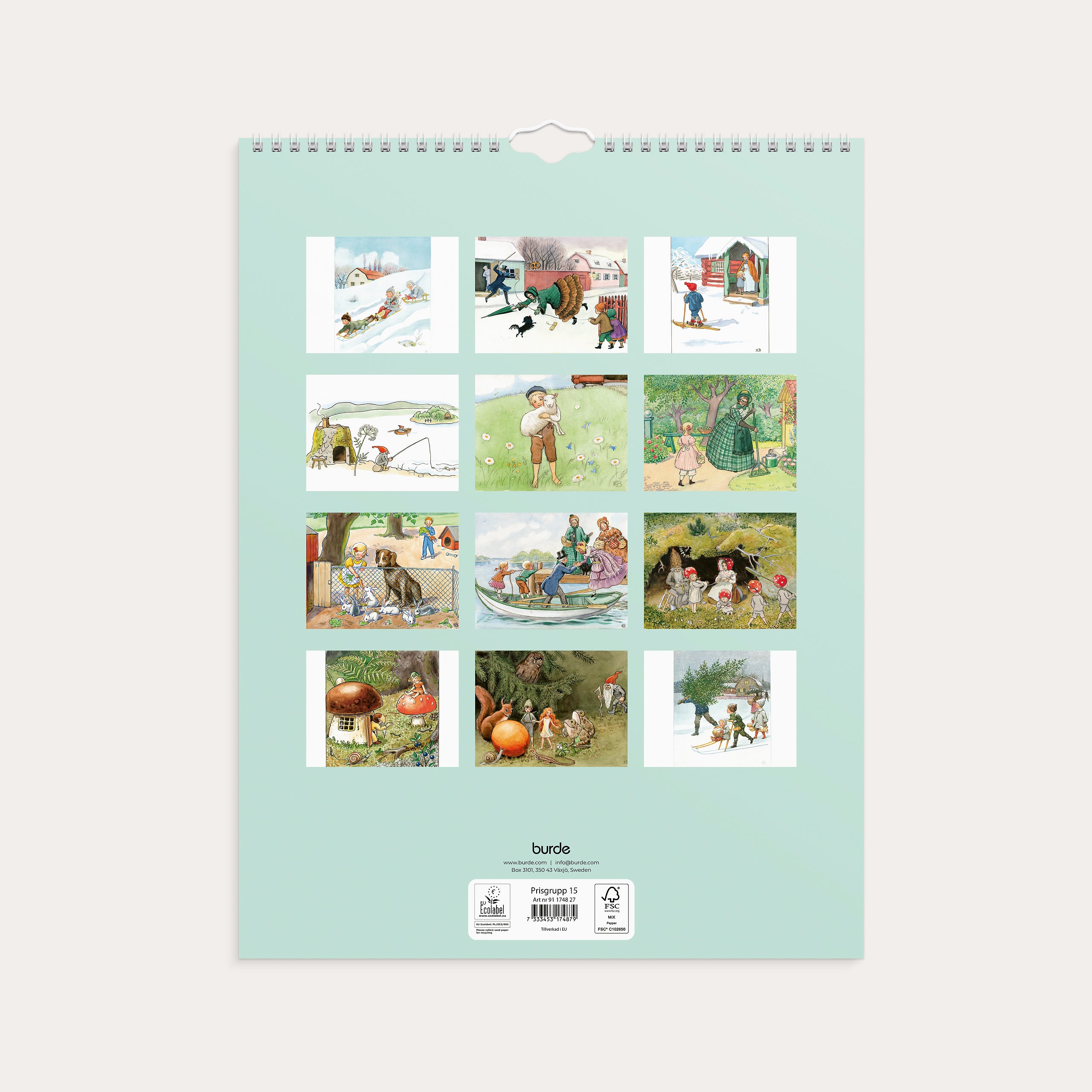 Väggkalender 2027 Elsa Beskow – detail view