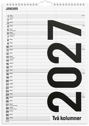 Familjekalender 2027 Black and white 2 kolumner