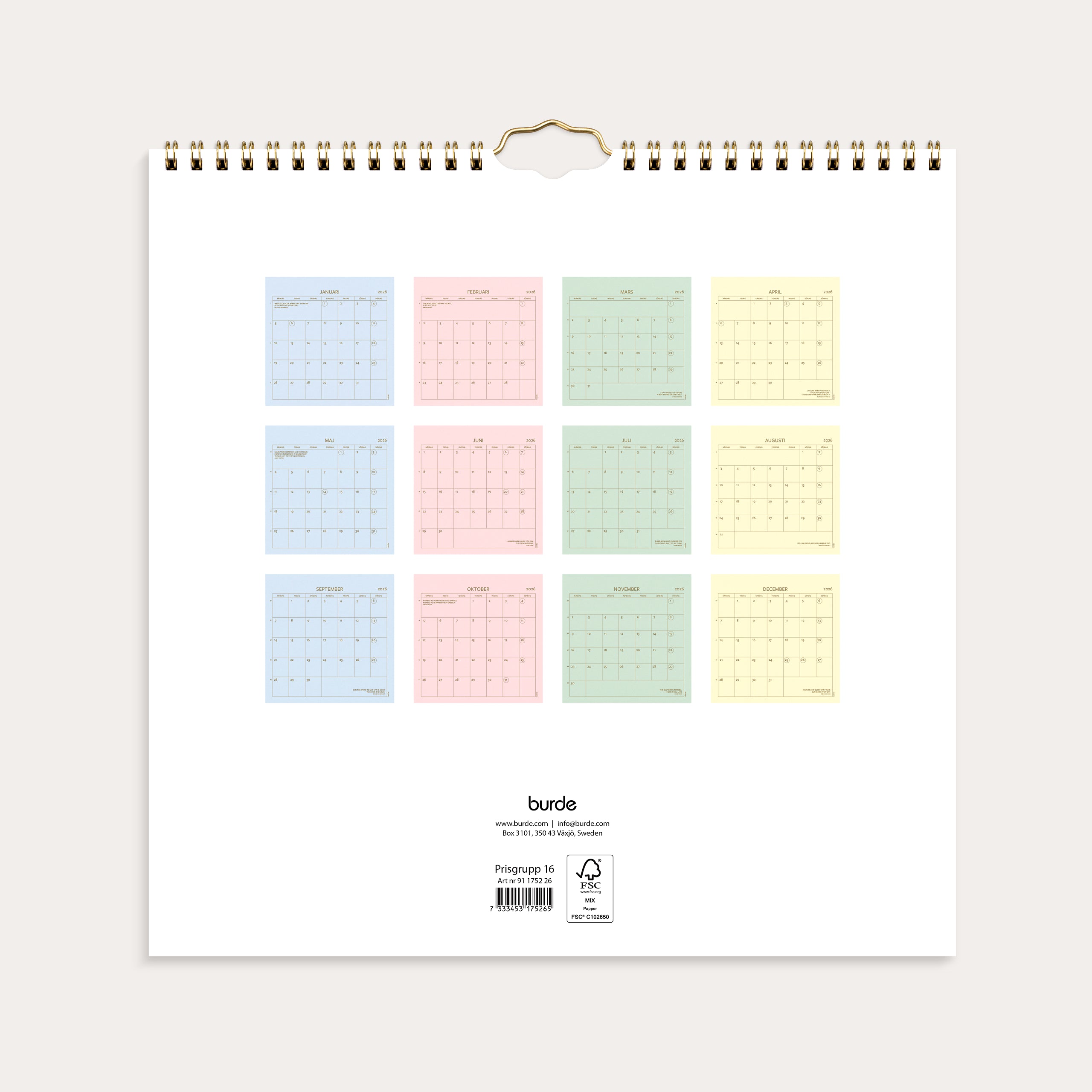 Väggkalender 2026 Color