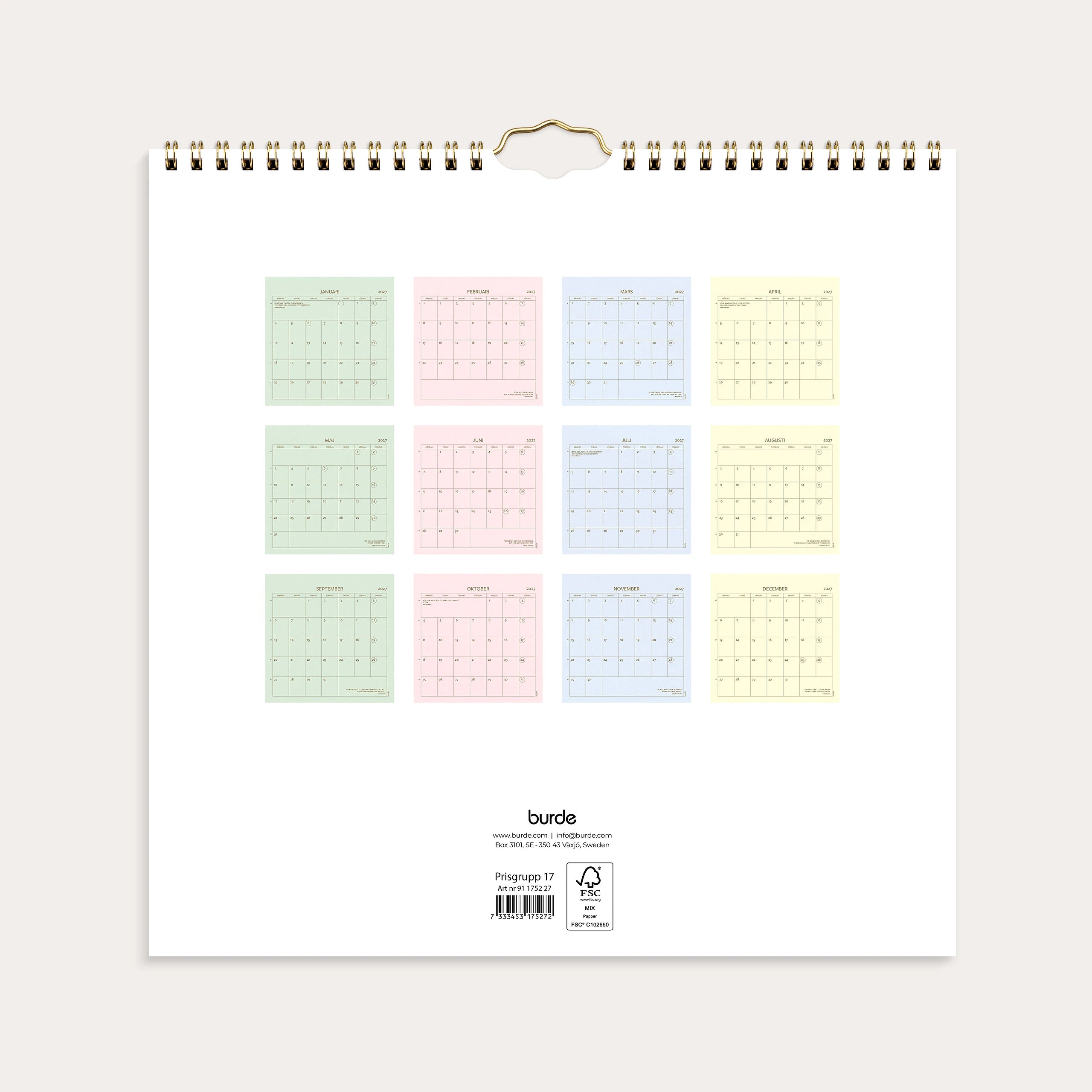 Väggkalender 2027 Color