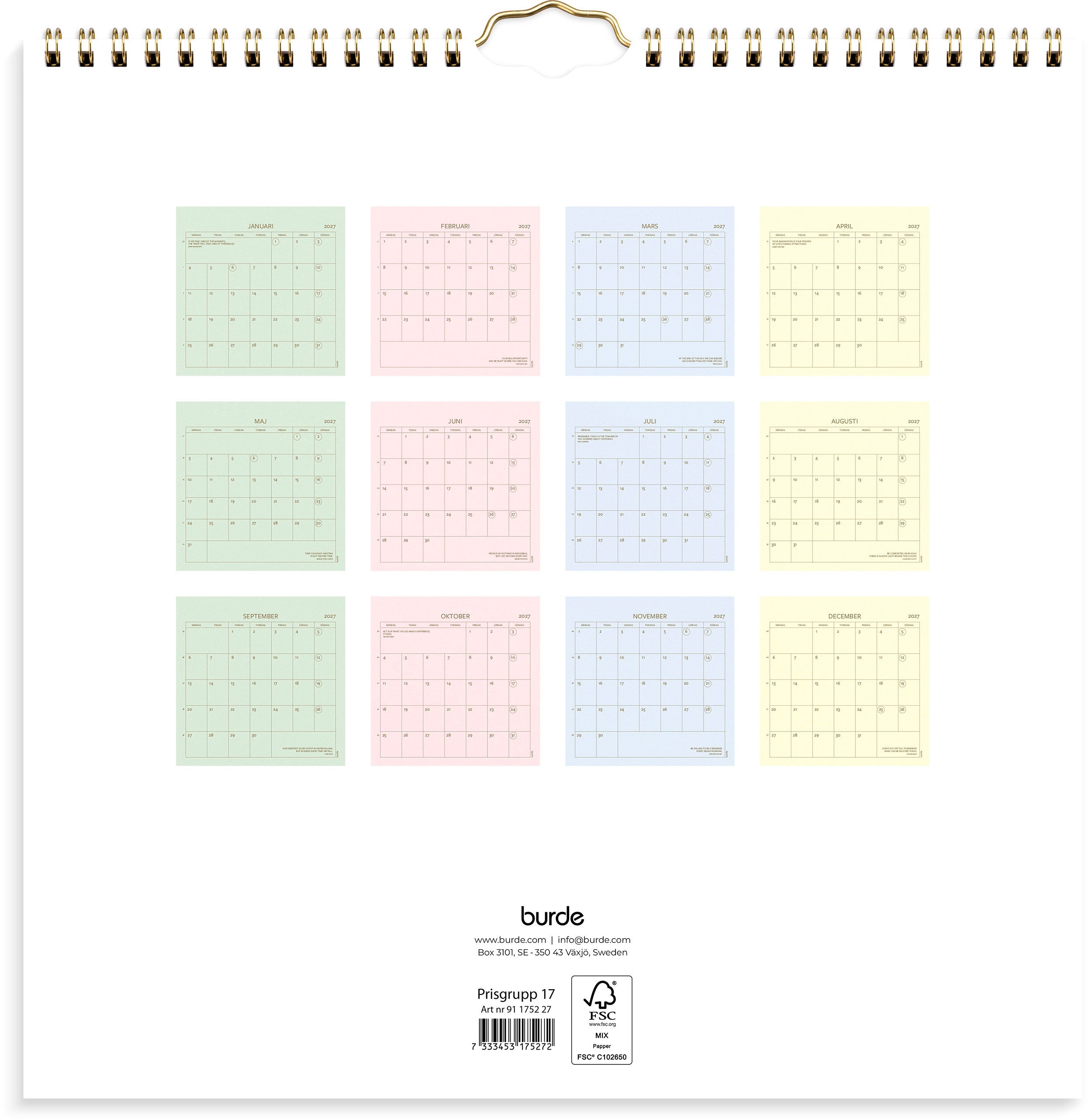 Väggkalender 2027 Color