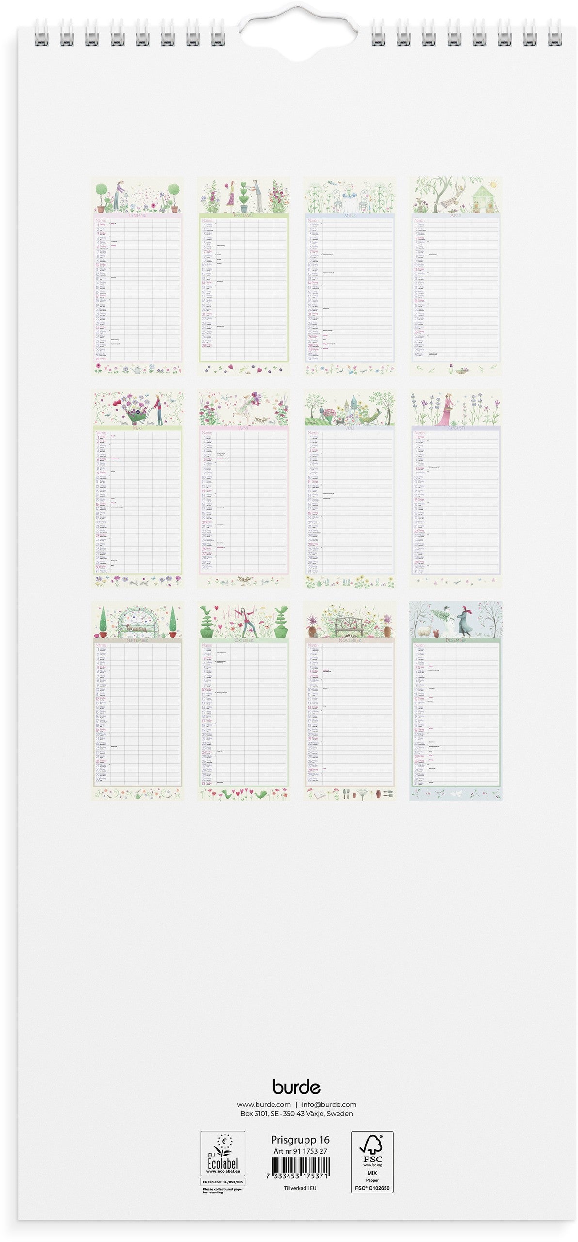 Familjekalender 2027 Magic Garden