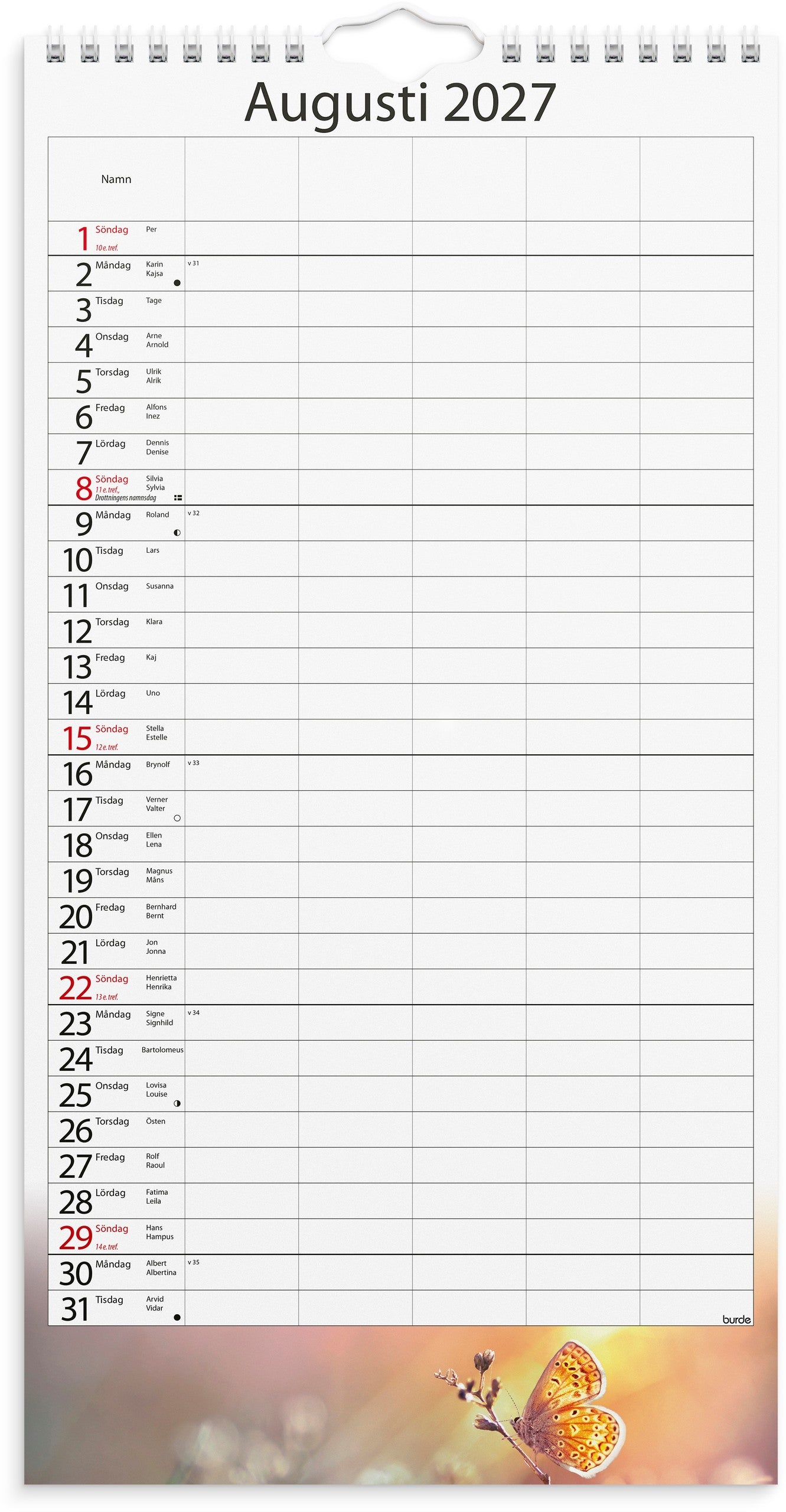 Familjekalender 2027 Årstider