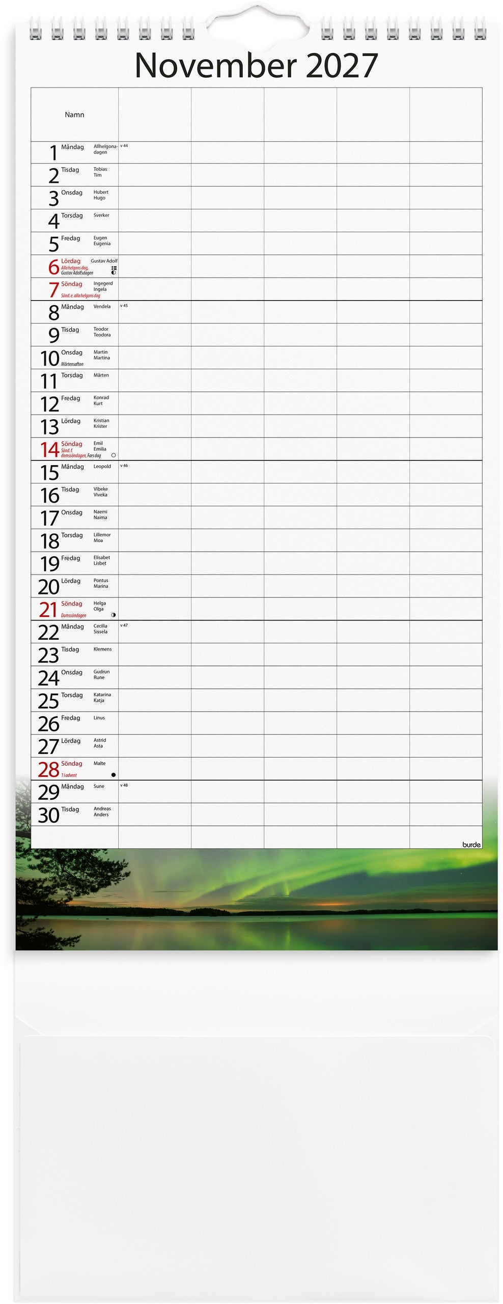 Familjekalender 2027 Årstider