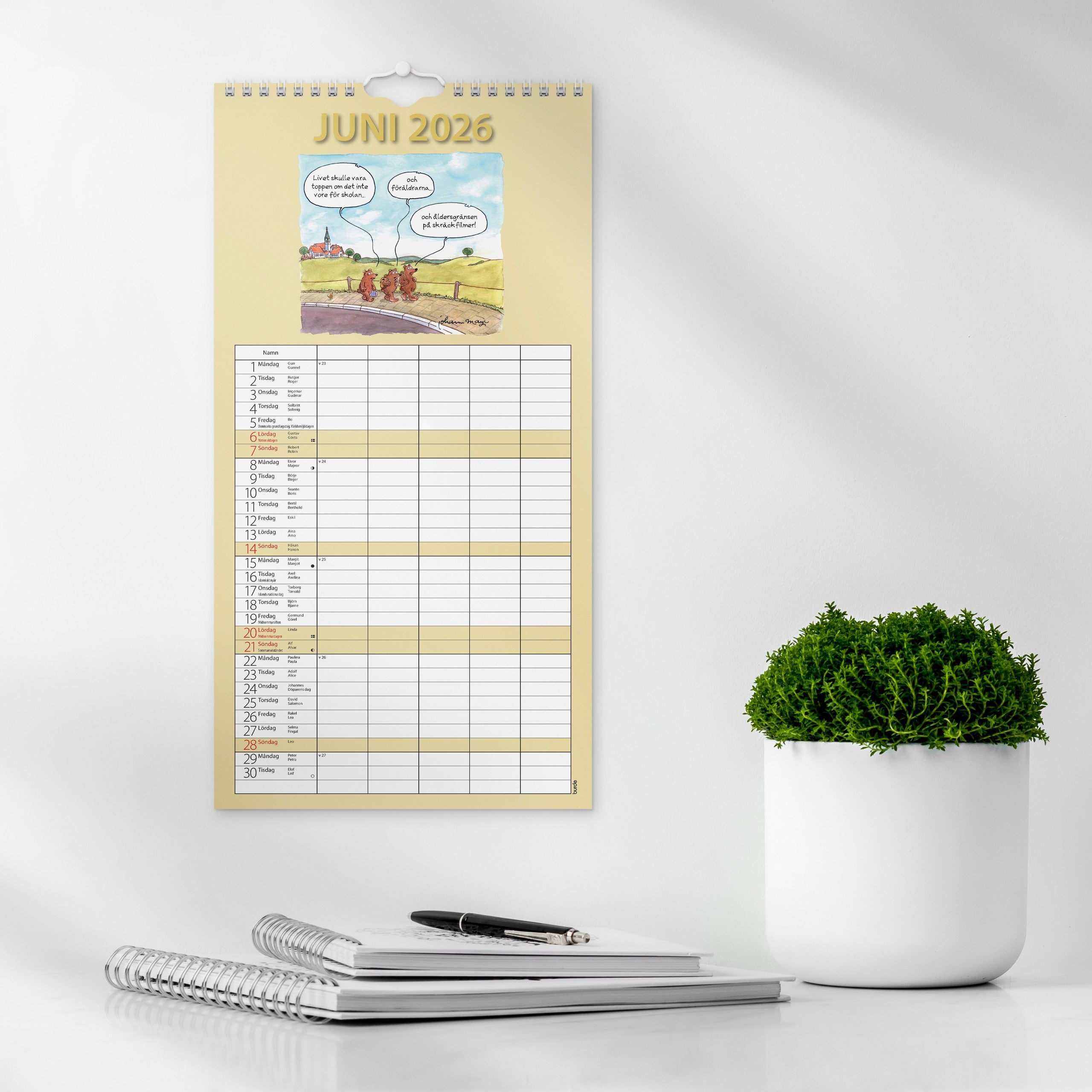 Familjekalender 2026 Rolig