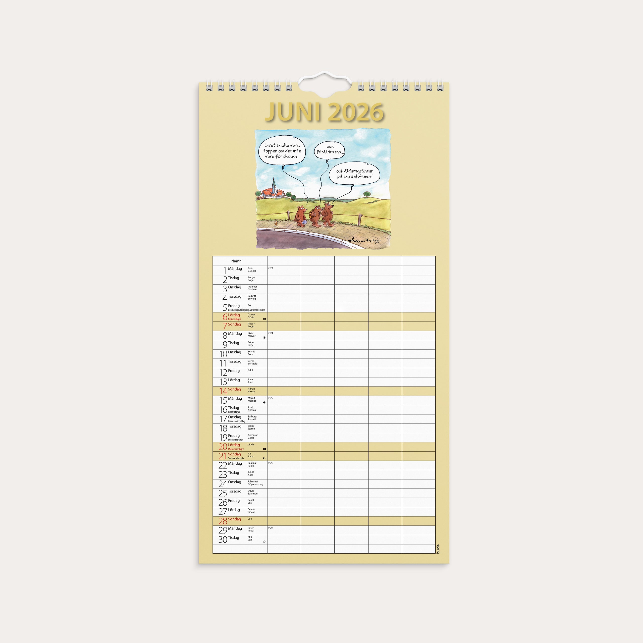 Familjekalender 2026 Rolig