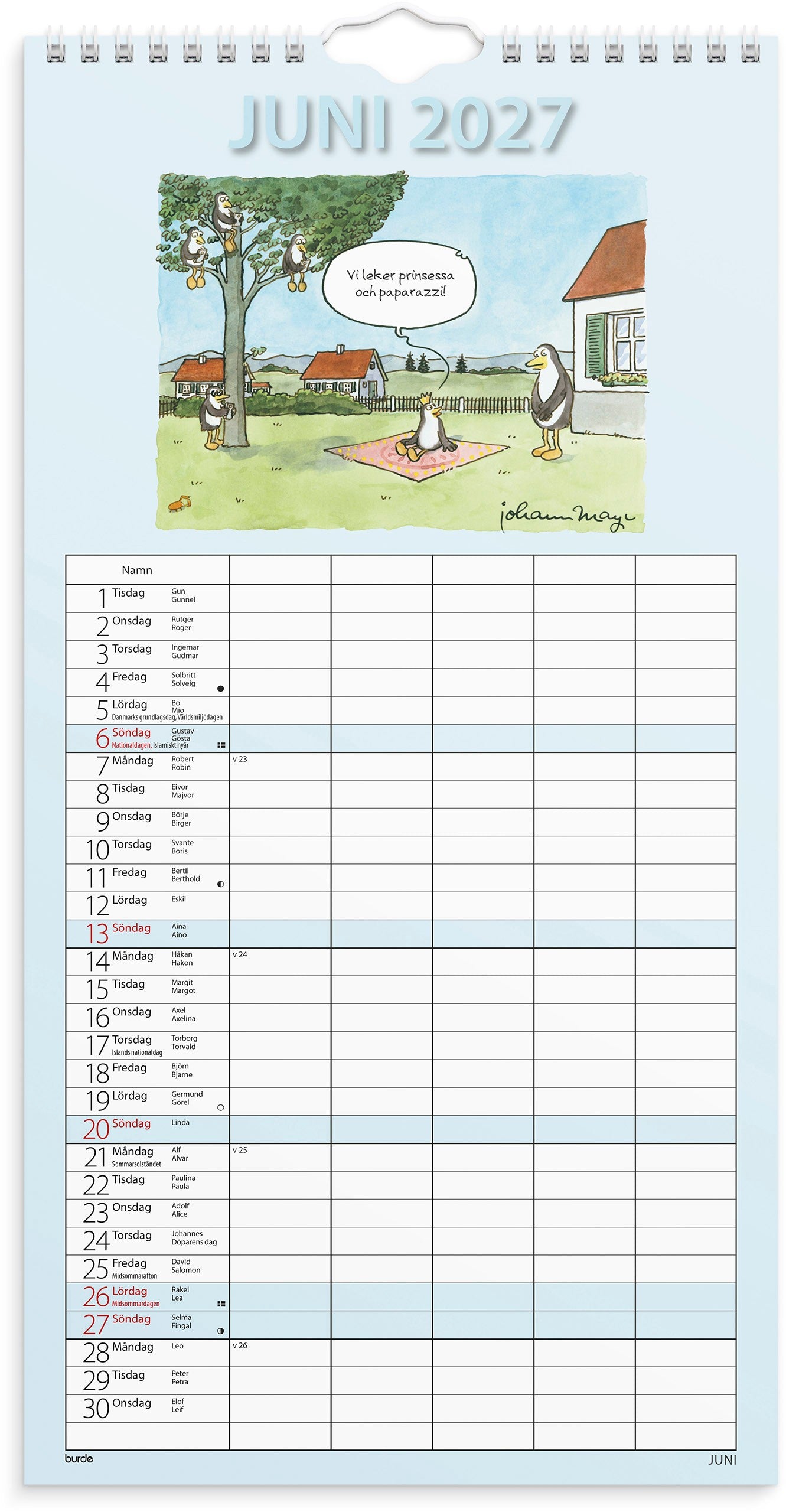 Familjekalender 2027 Rolig