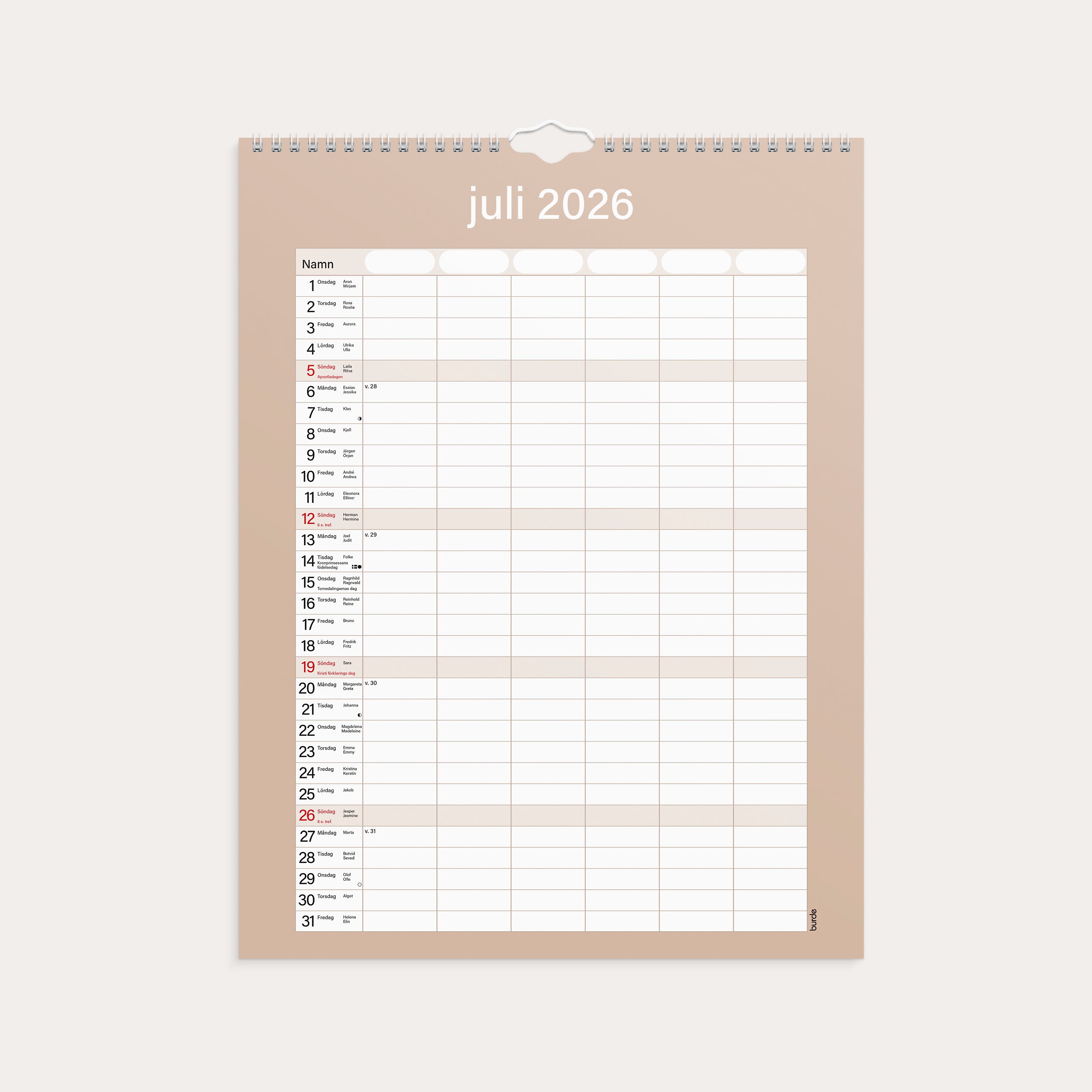 Familjekalender 2026 Praktisk