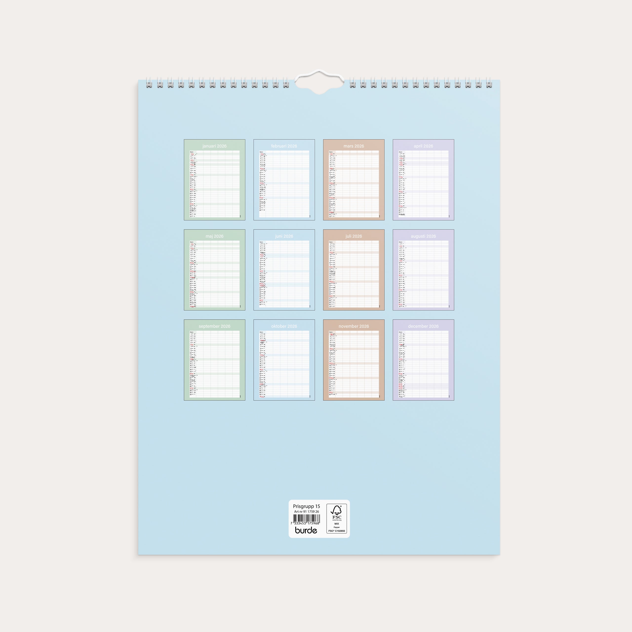 Familjekalender 2026 Praktisk