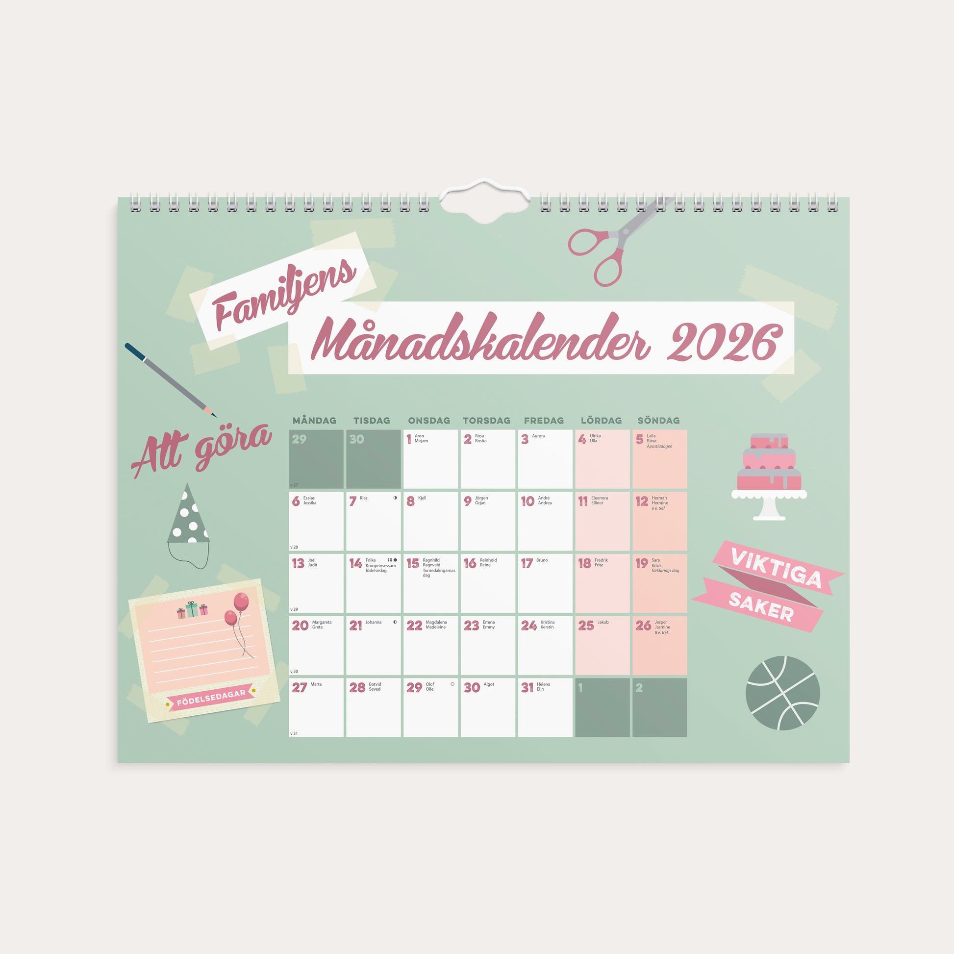 Familjens månadskalender 2026
