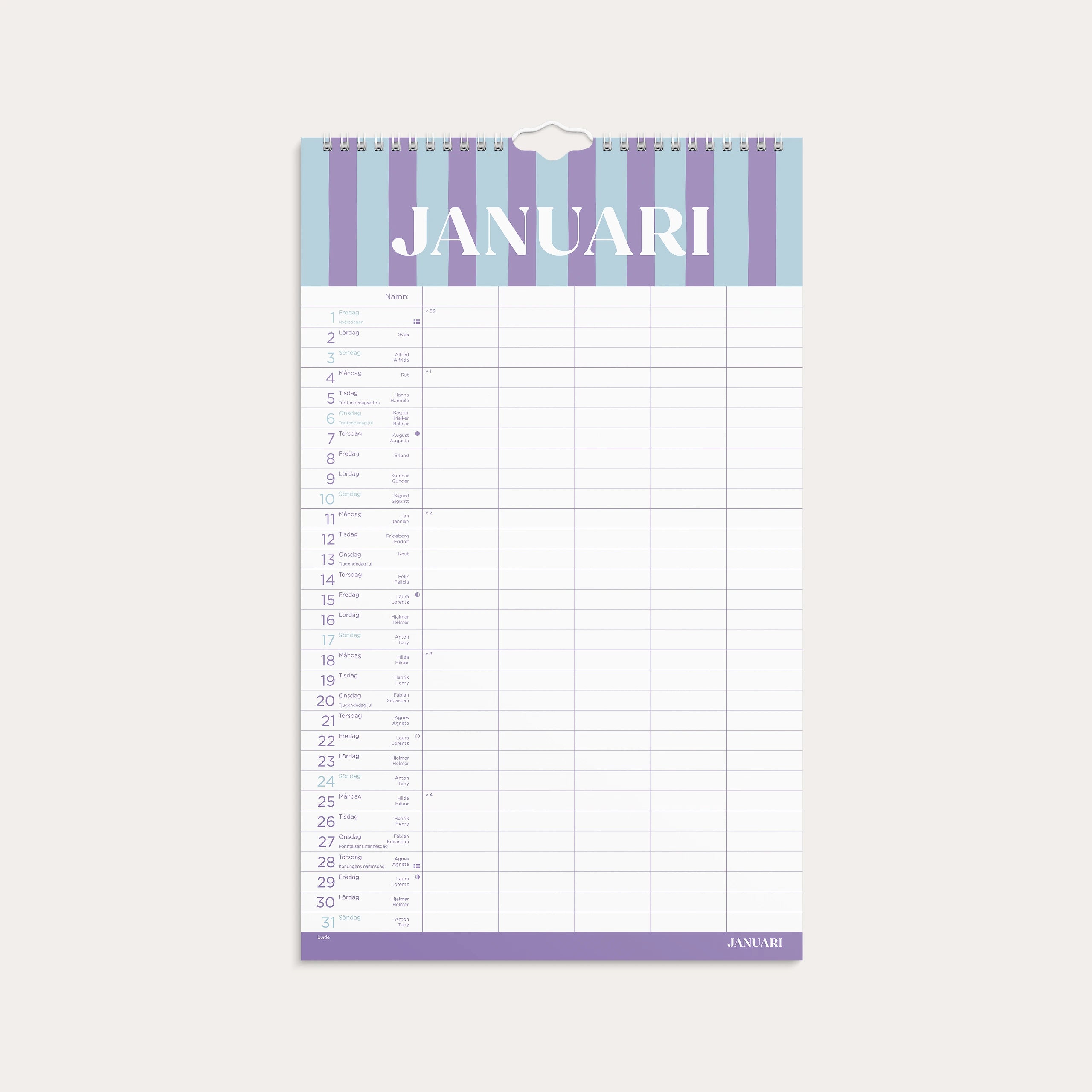 Familjekalender 2027 Color Blocking