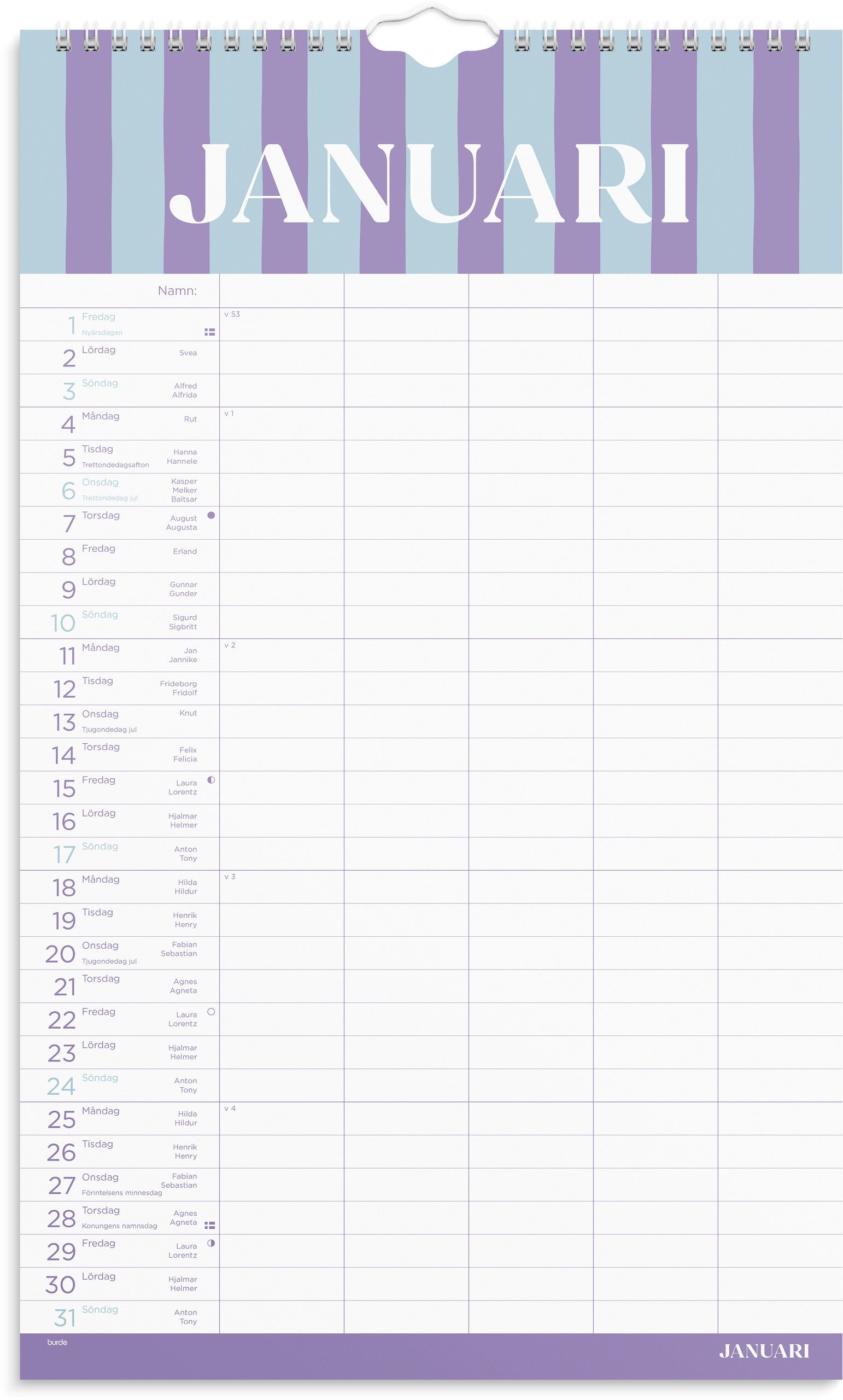 Familjekalender 2027 Color Blocking