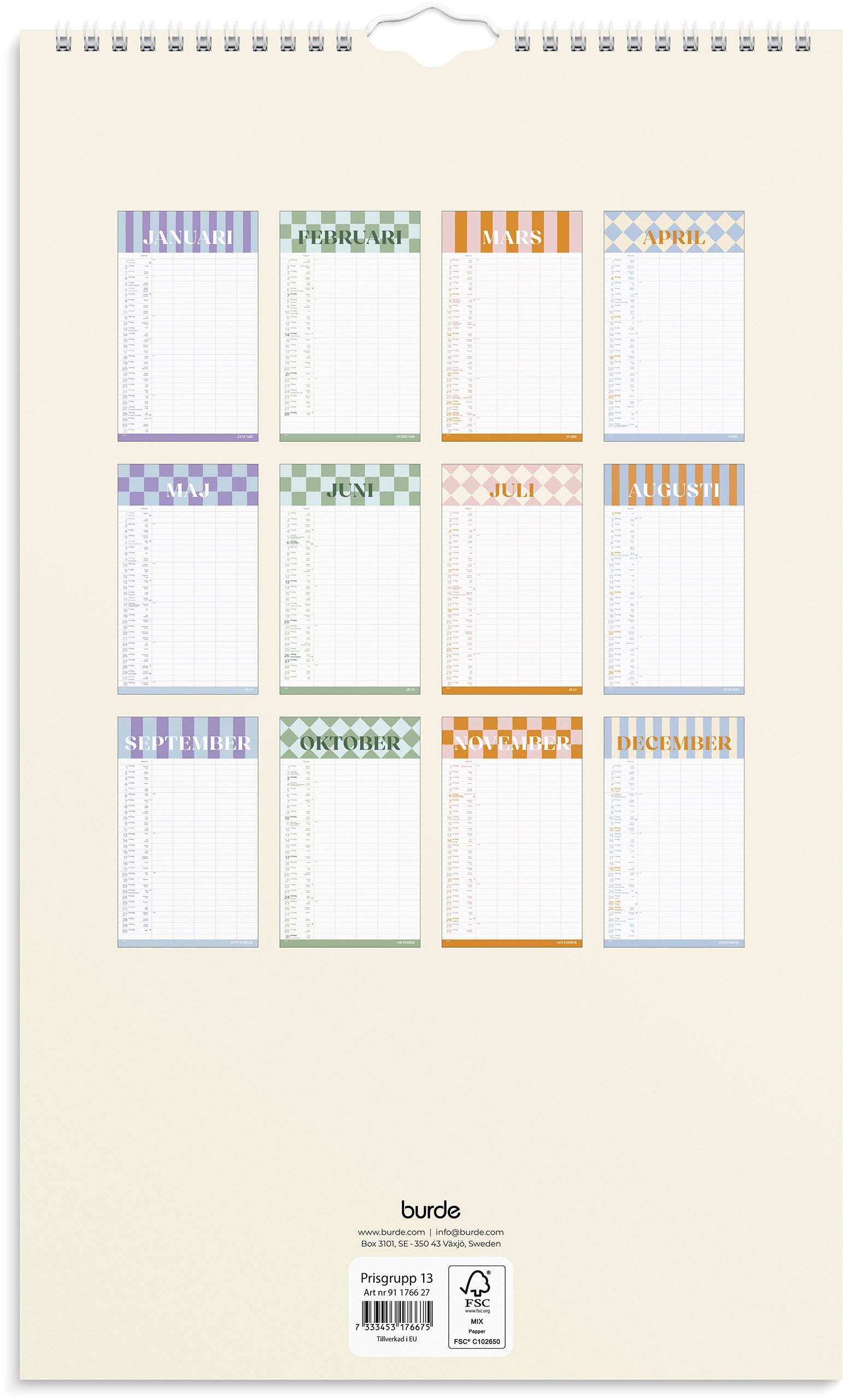 Familjekalender 2027 Color Blocking