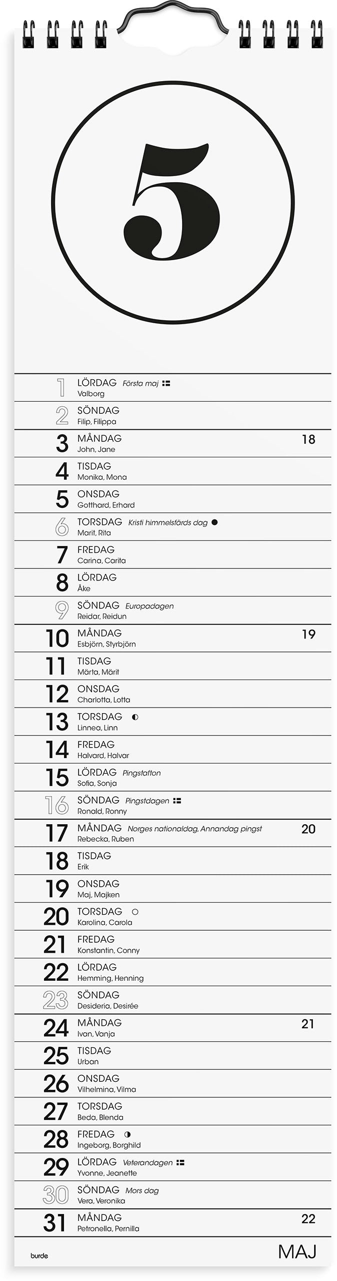 Väggkalender 2027 Simple