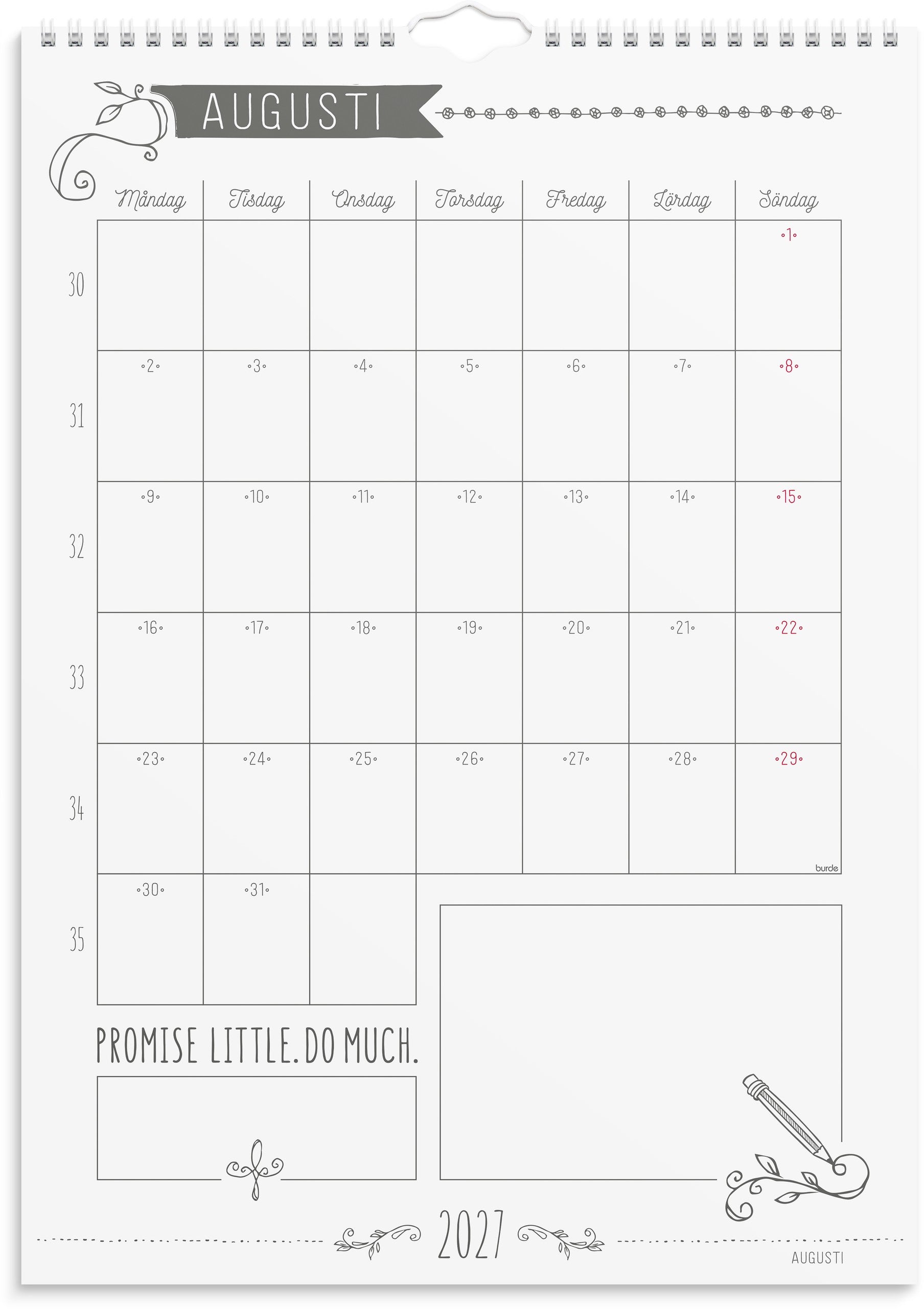 Väggkalender 2027 Doodle
