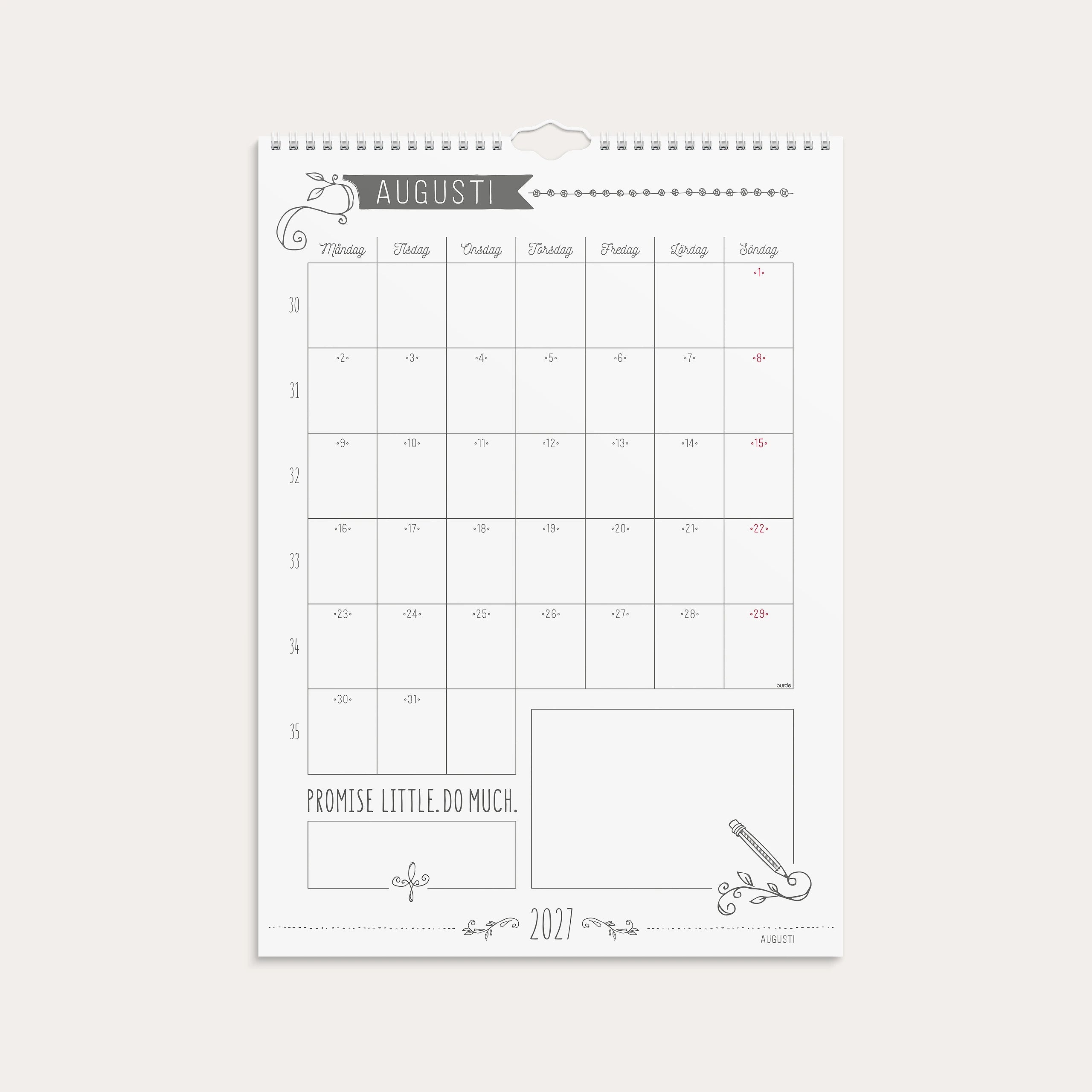 Väggkalender 2027 Doodle