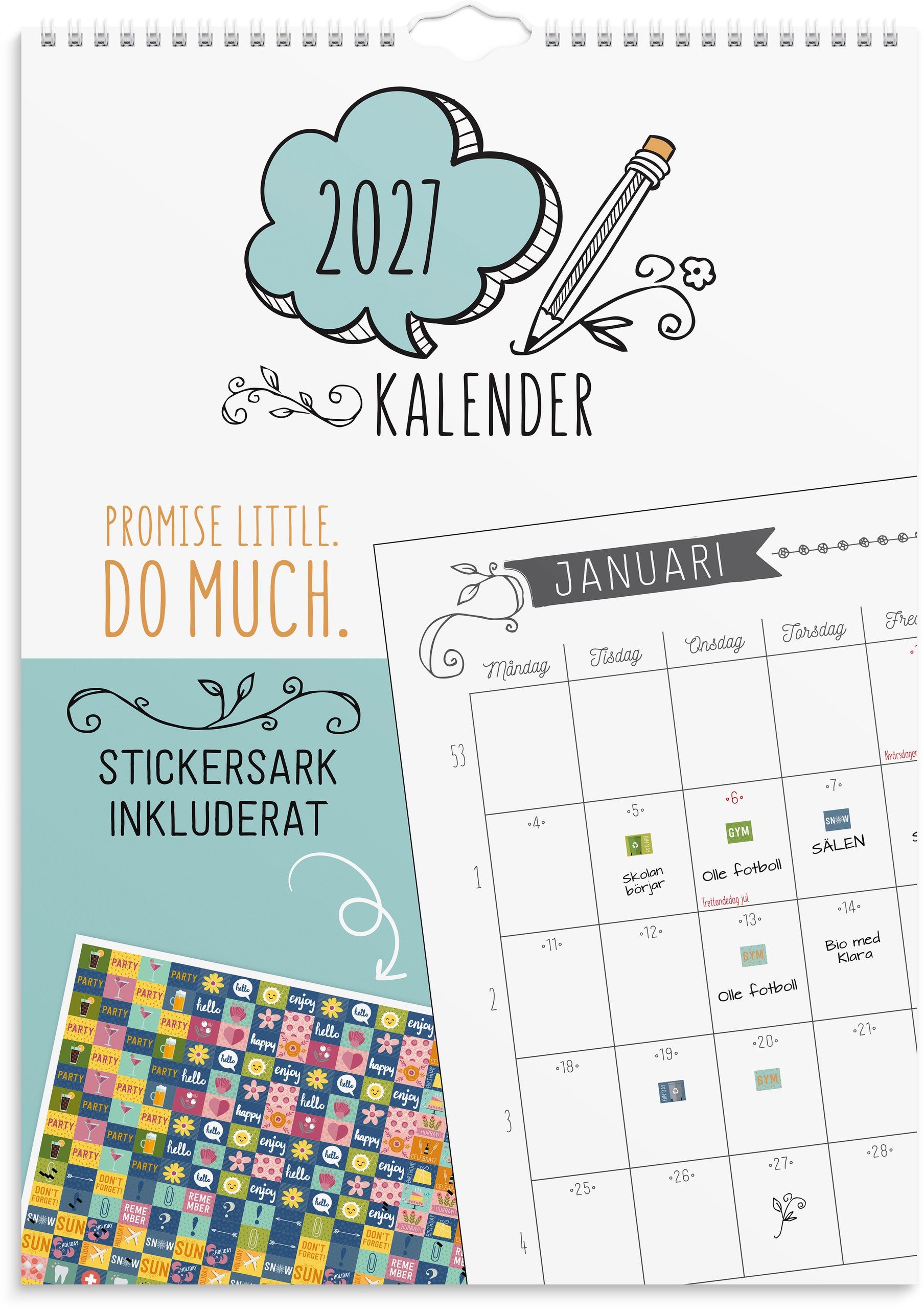 Väggkalender 2027 Doodle