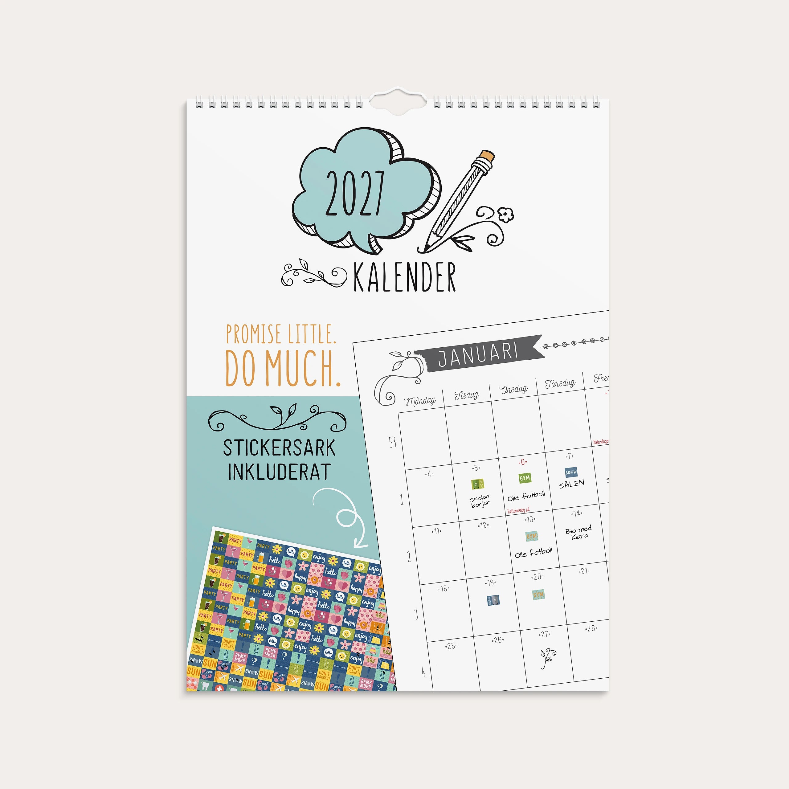 Väggkalender 2027 Doodle