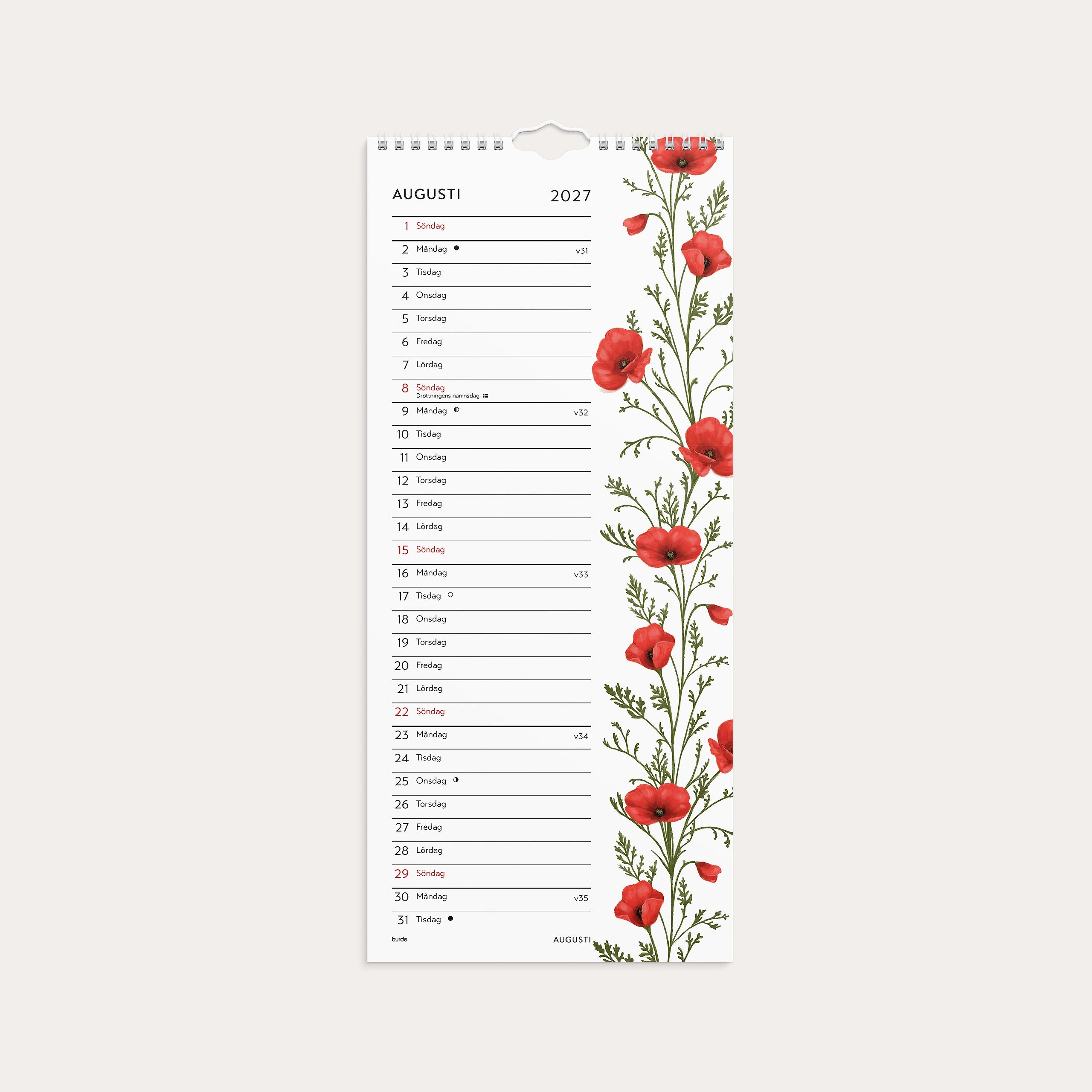 Väggkalender 2027 Lilla Blomsterkalendern