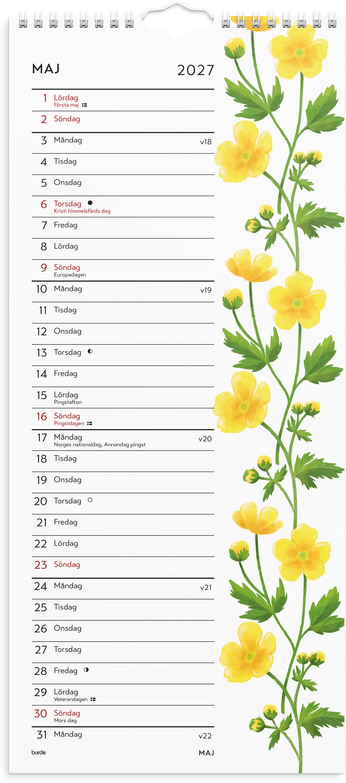 Väggkalender 2027 Lilla Blomsterkalendern