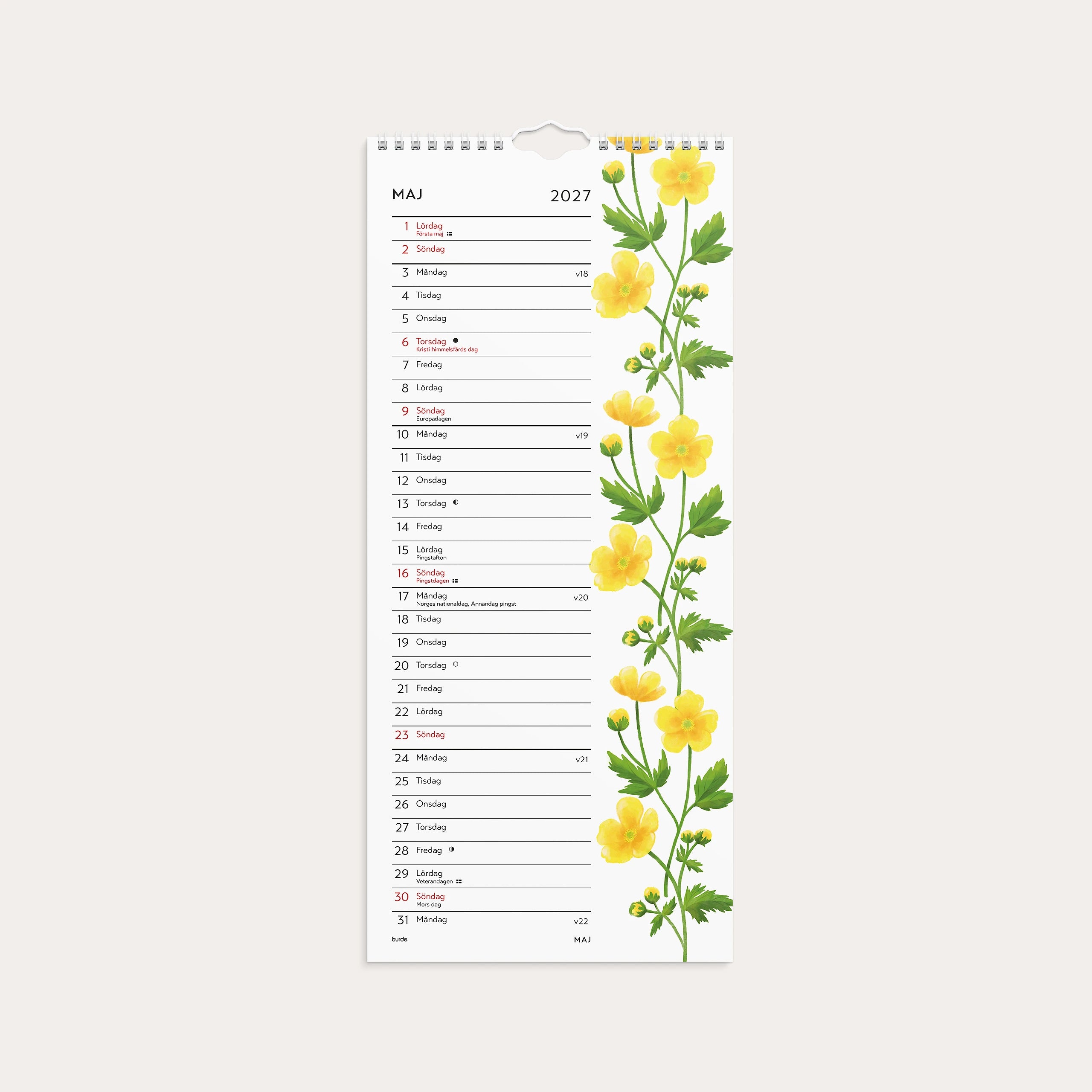 Väggkalender 2027 Lilla Blomsterkalendern