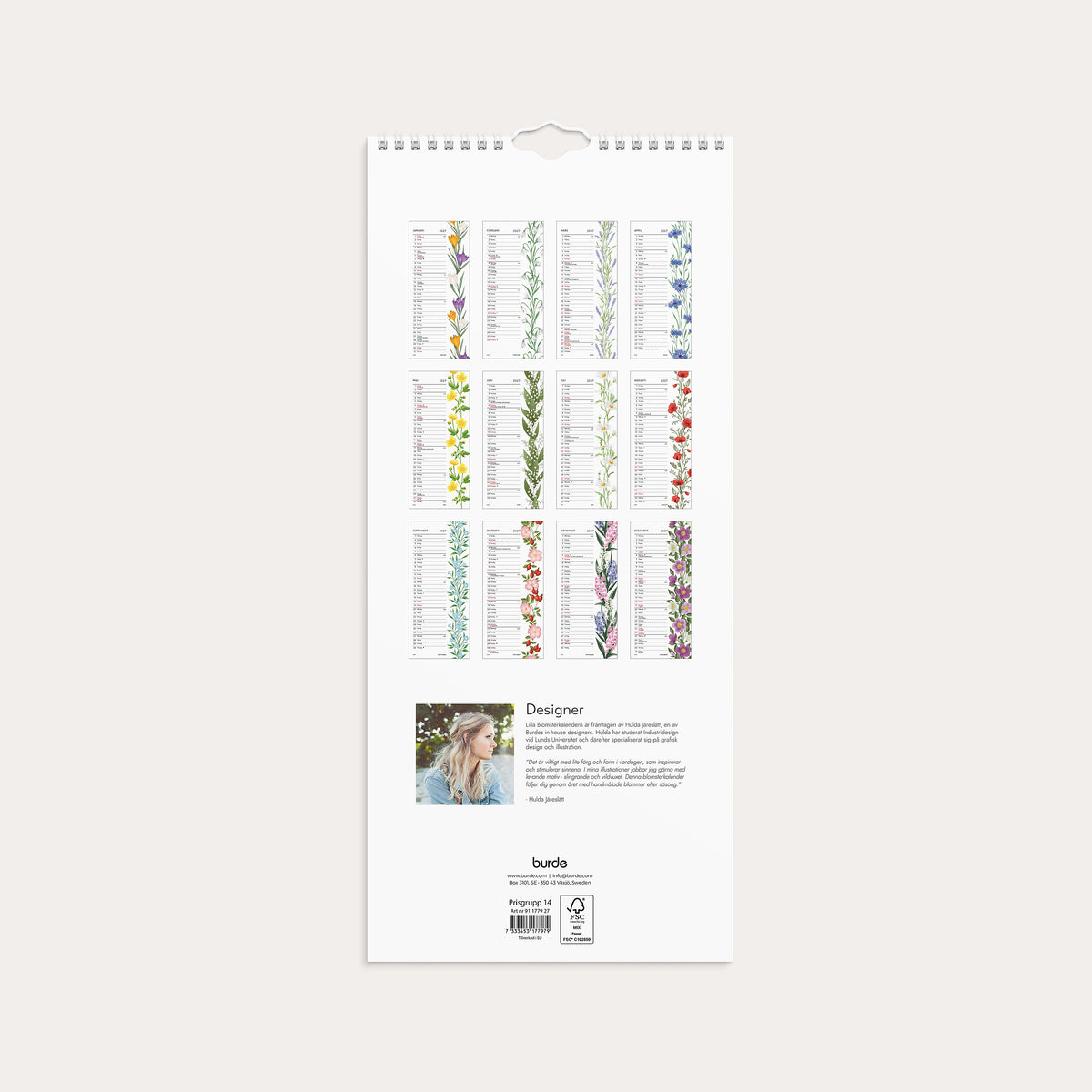 Väggkalender 2027 Lilla Blomsterkalendern