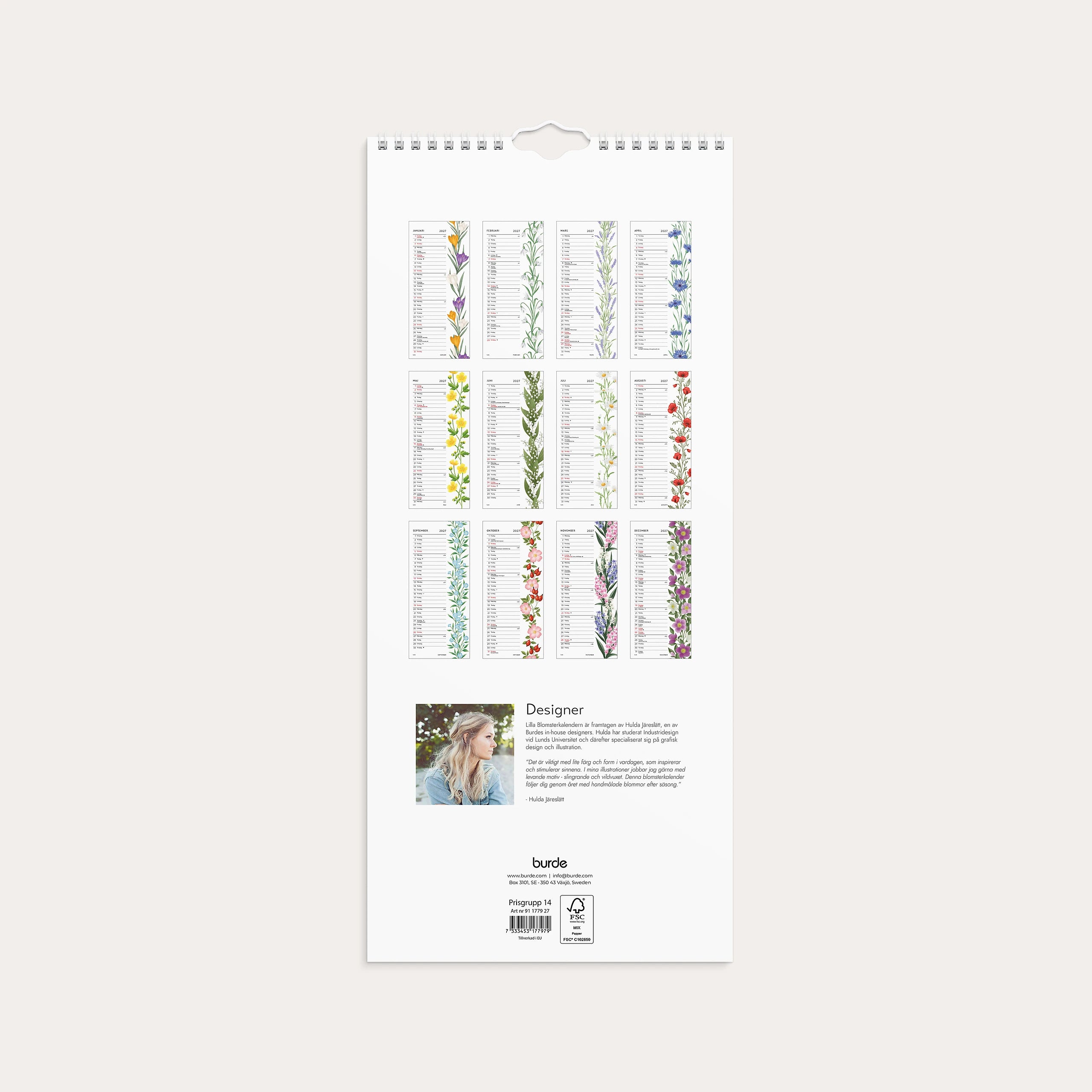 Väggkalender 2027 Lilla Blomsterkalendern