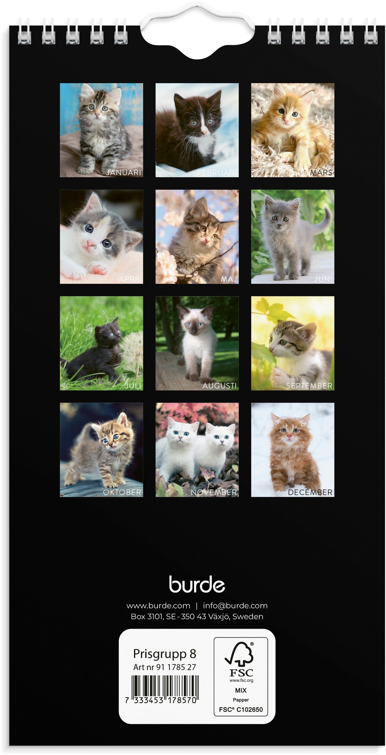 Väggkalender 2027 Liten Kattkalender