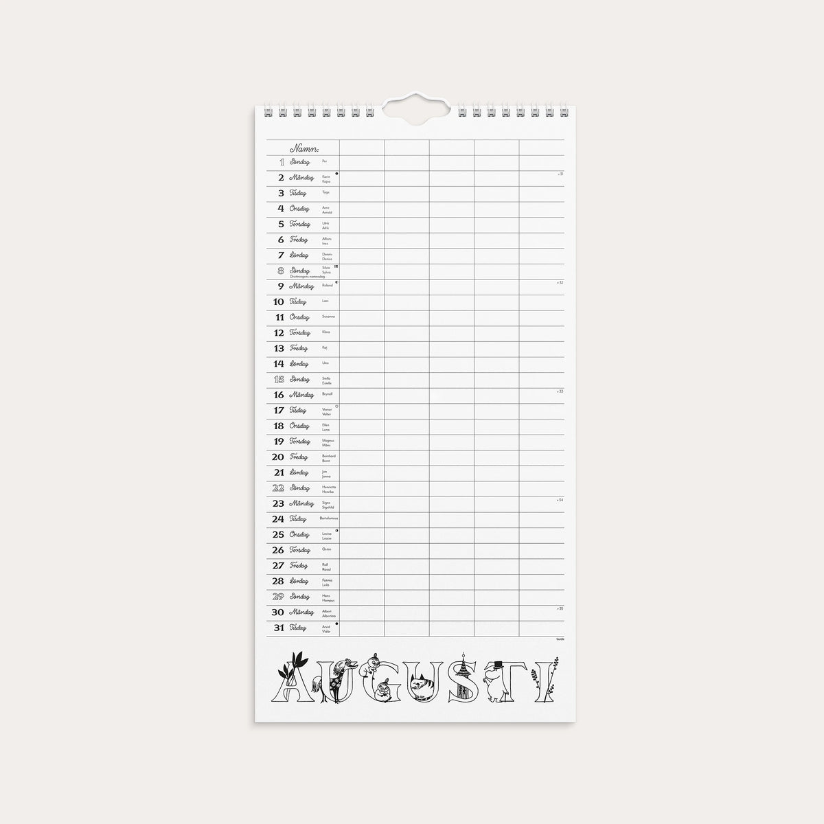 Familjekalender 2027 Mumin