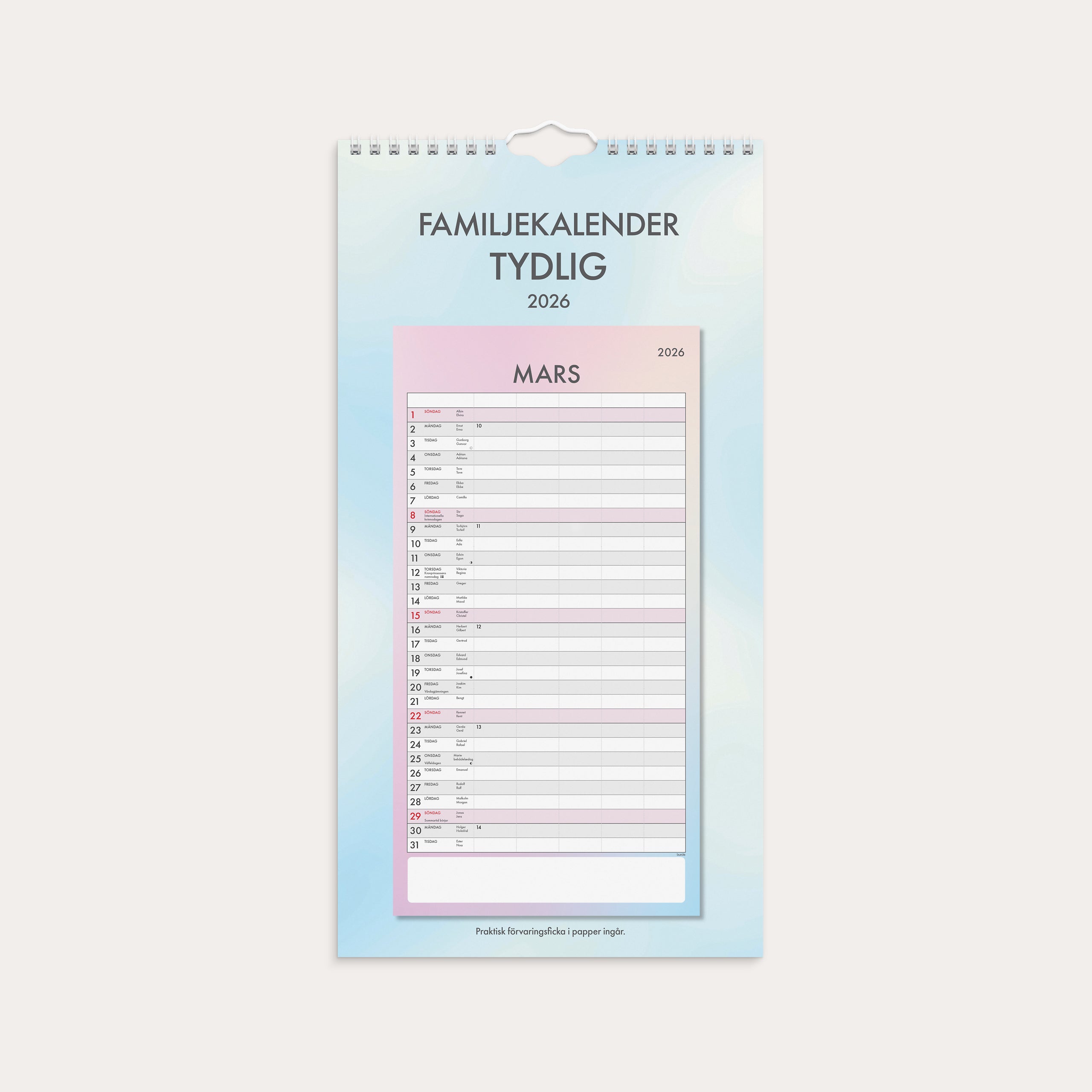 Familjekalender 2026 Tydlig