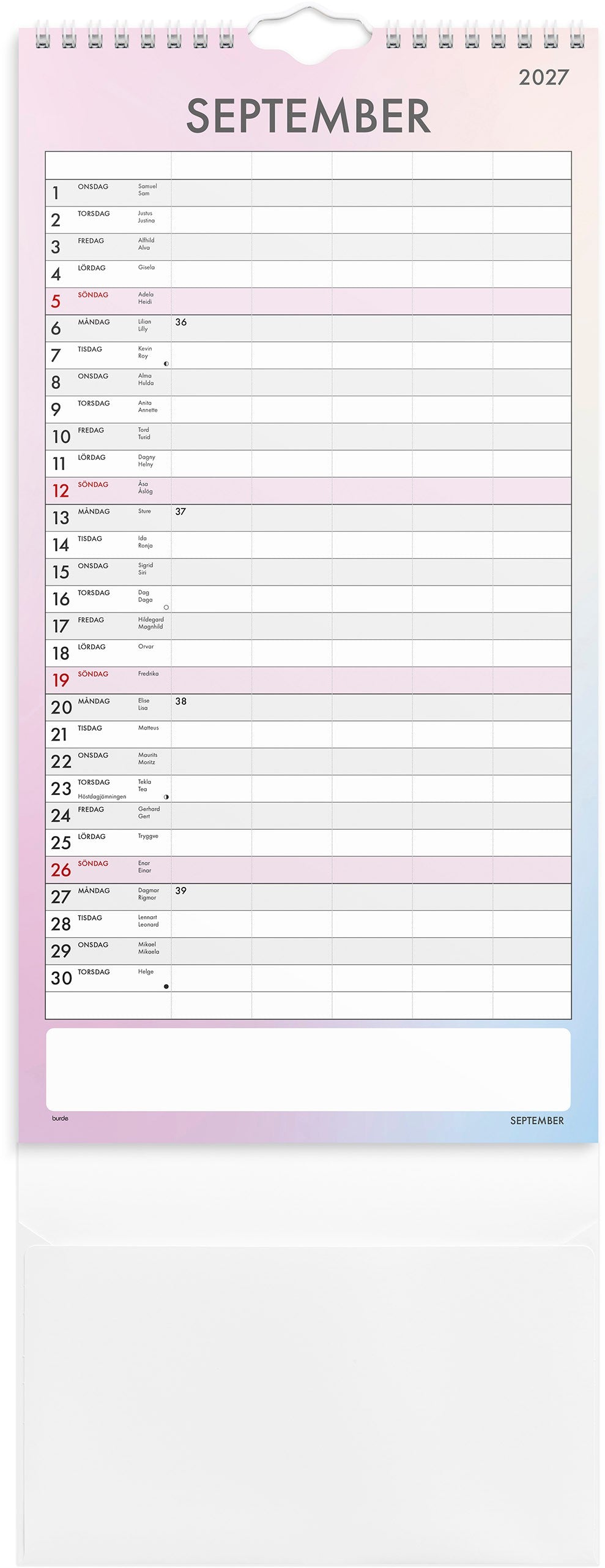 Familjekalender 2027 Tydlig