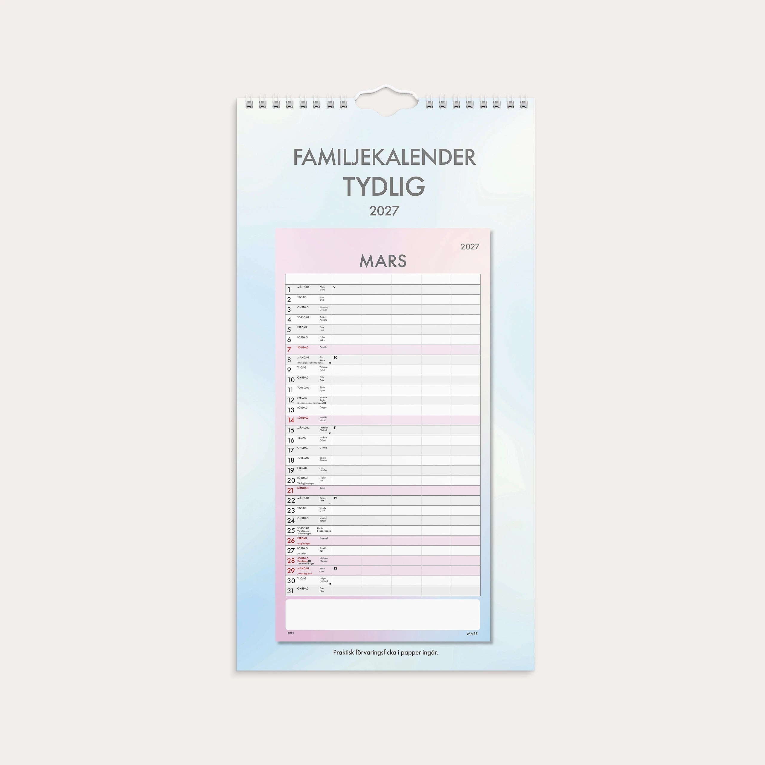 Familjekalender 2027 Tydlig