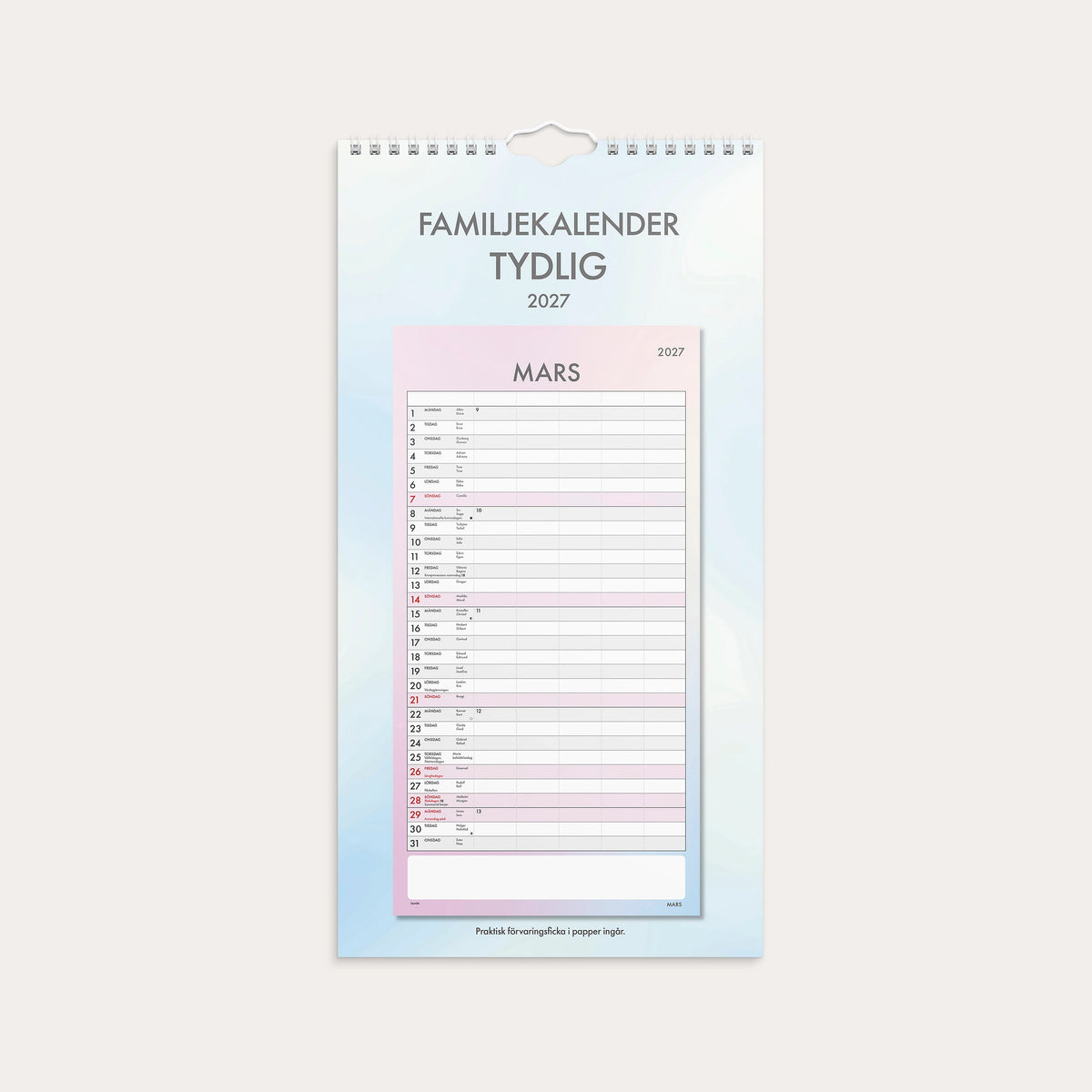 Familjekalender 2027 Tydlig