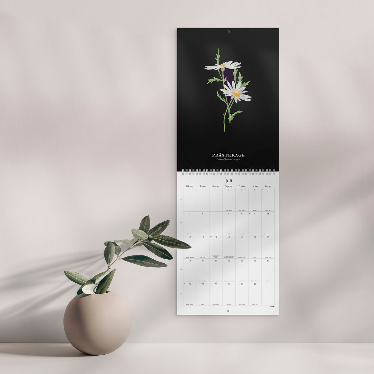 Väggkalender 2027 Illustrerad blomster