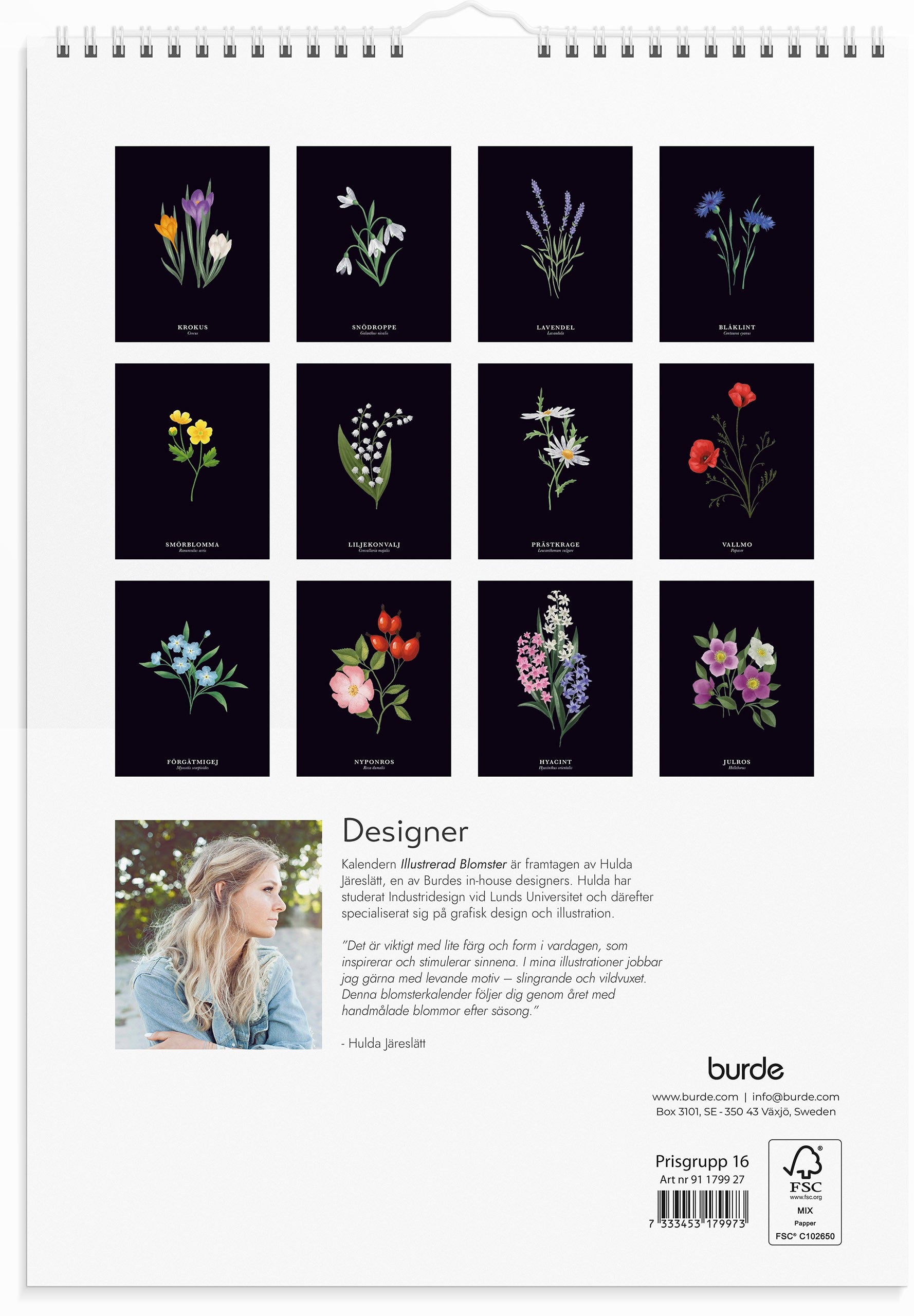 Väggkalender 2027 Illustrerad blomster