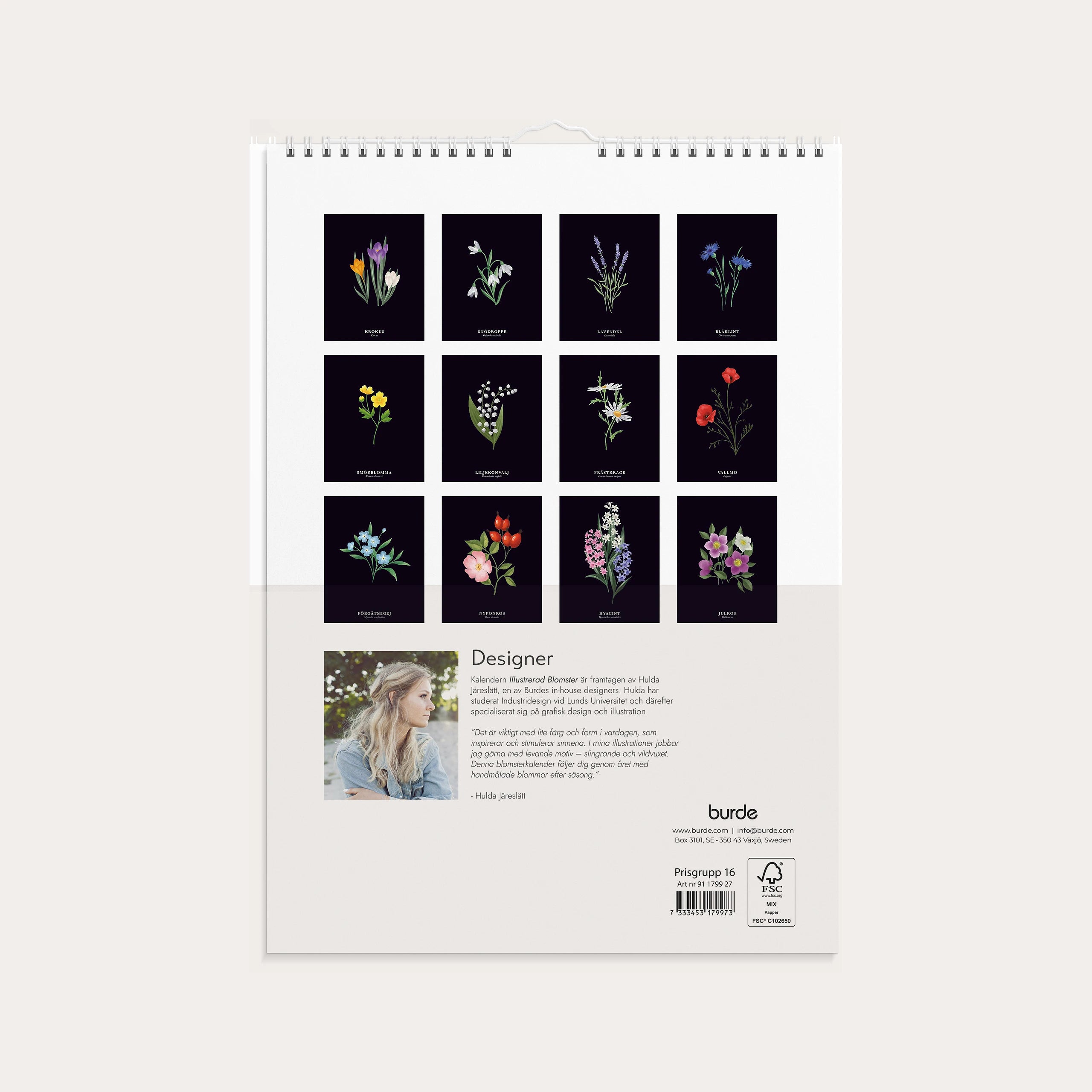Väggkalender 2027 Illustrerad blomster