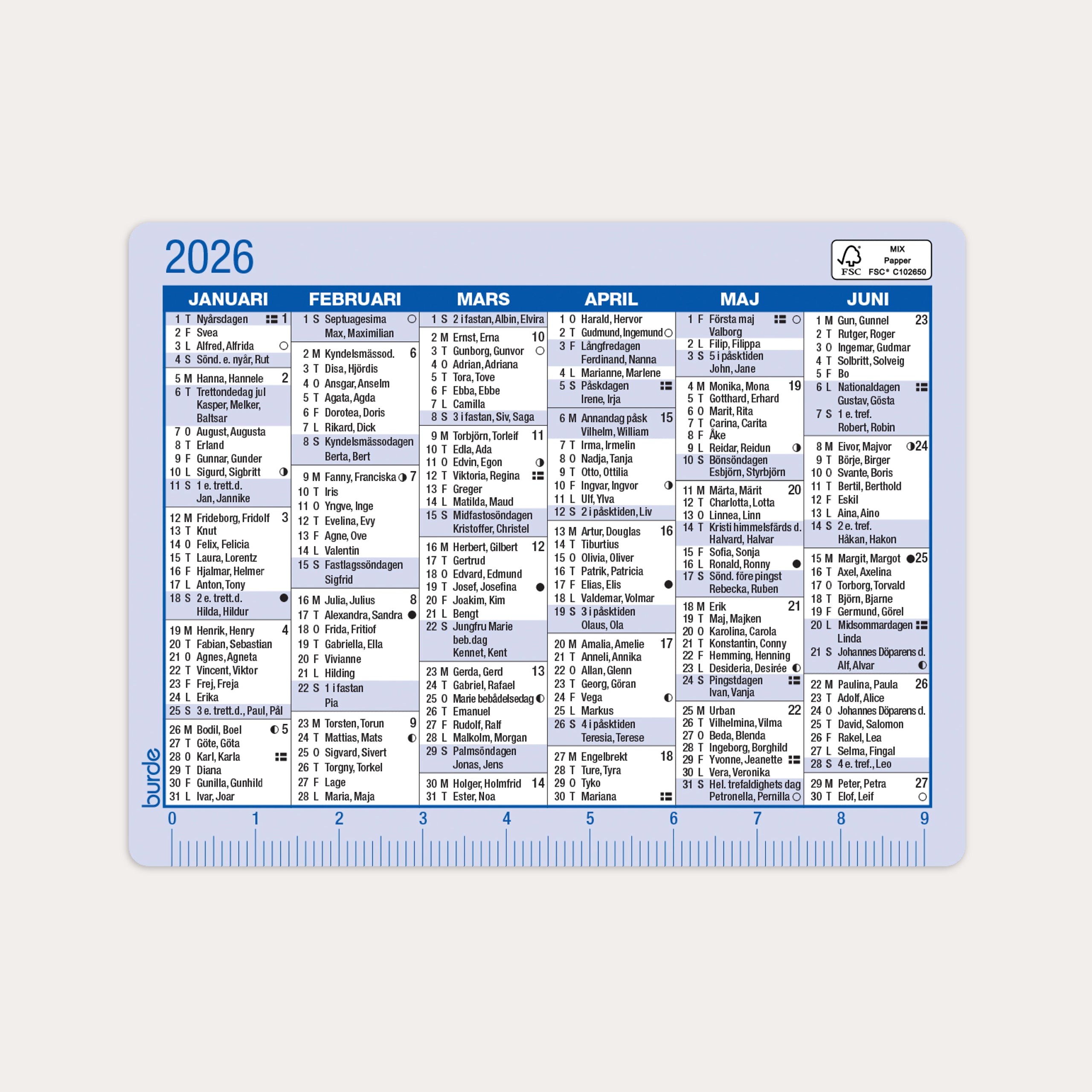 Kalender 2026 Kalenderkort