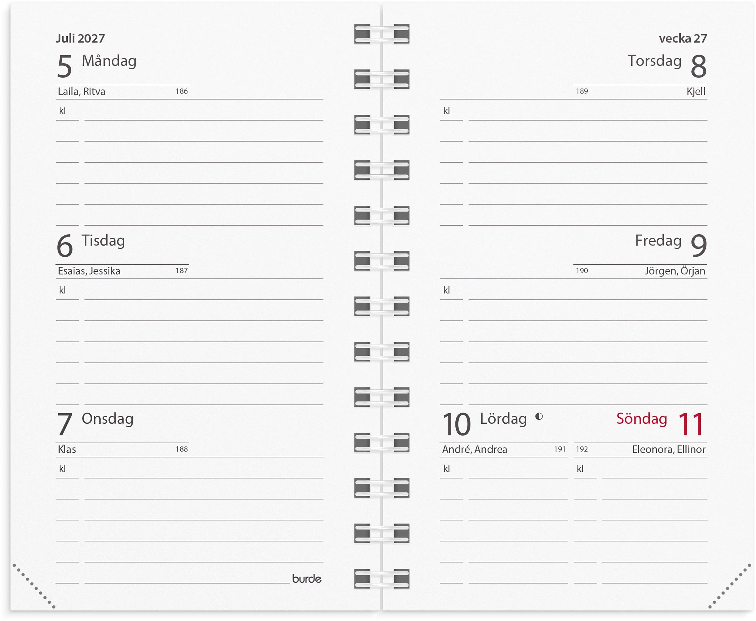 Kalender Mini 2027 refill