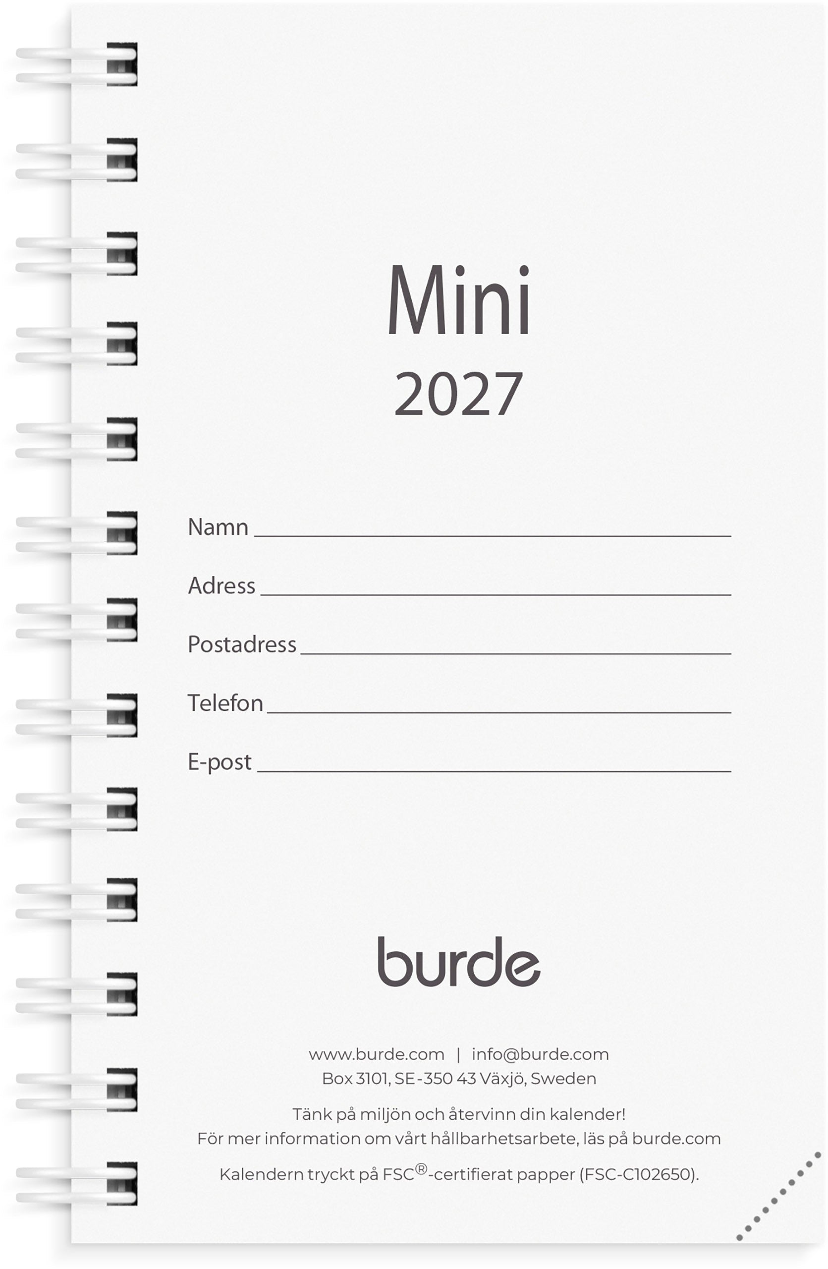 Kalender Mini 2027 refill