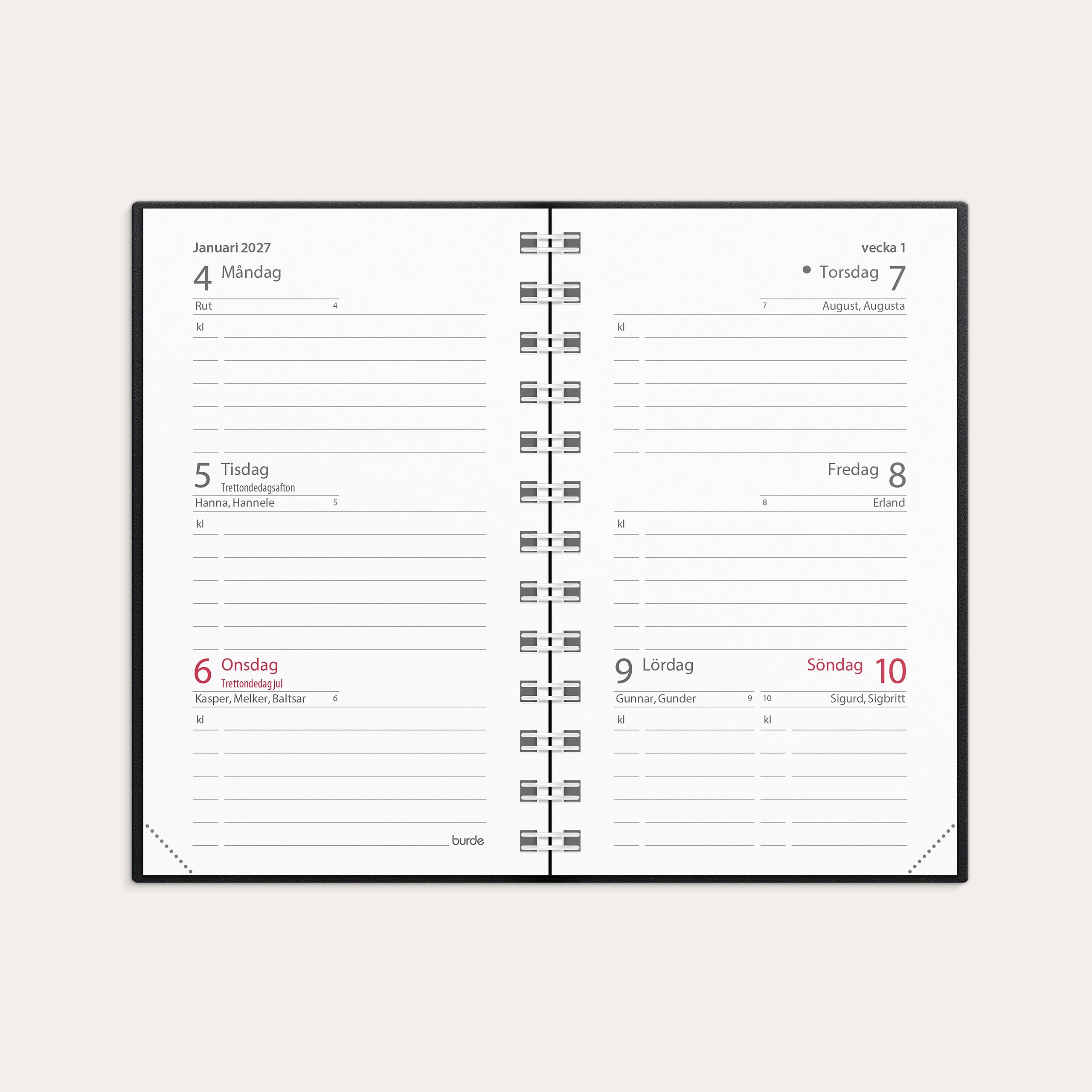 Kalender Mini 2027 svart plast