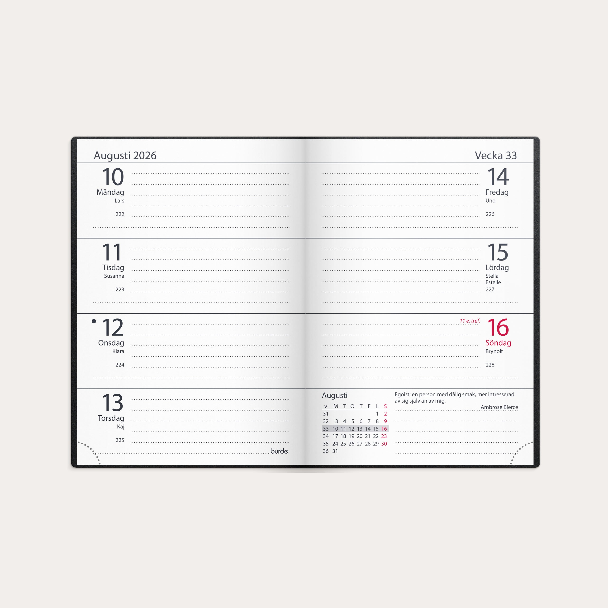 Kalender 2026 Lilla Fickdagboken svart plast