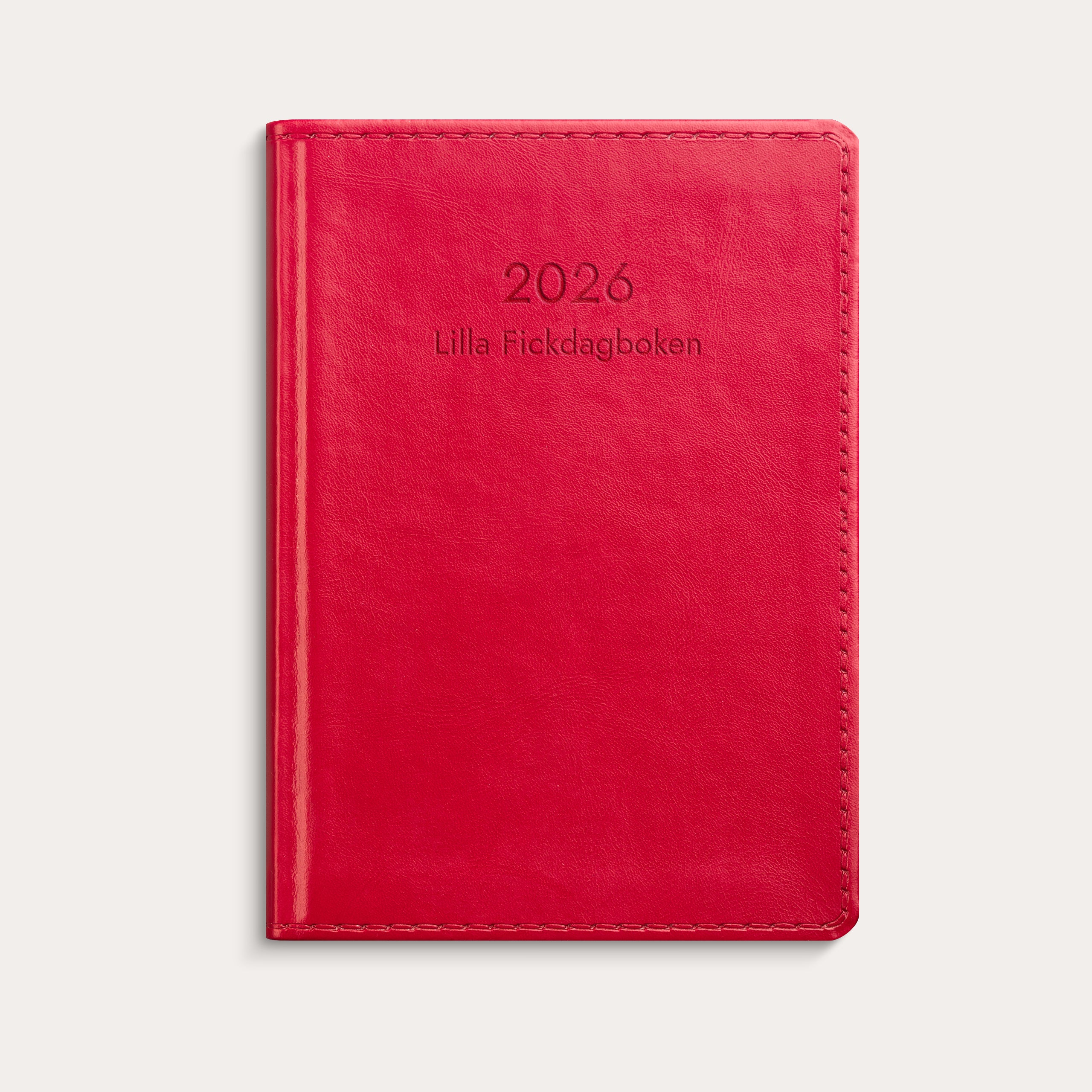 Kalender 2026 Lilla Fickdagboken rött konstläder