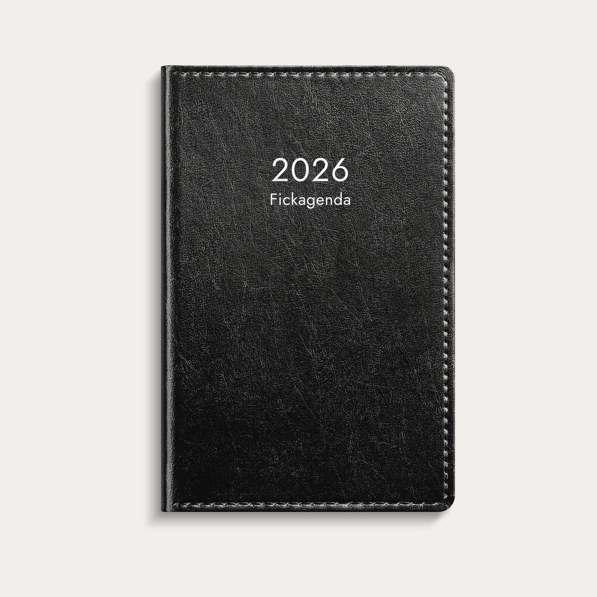 Fickagenda 2026 svart konstläder