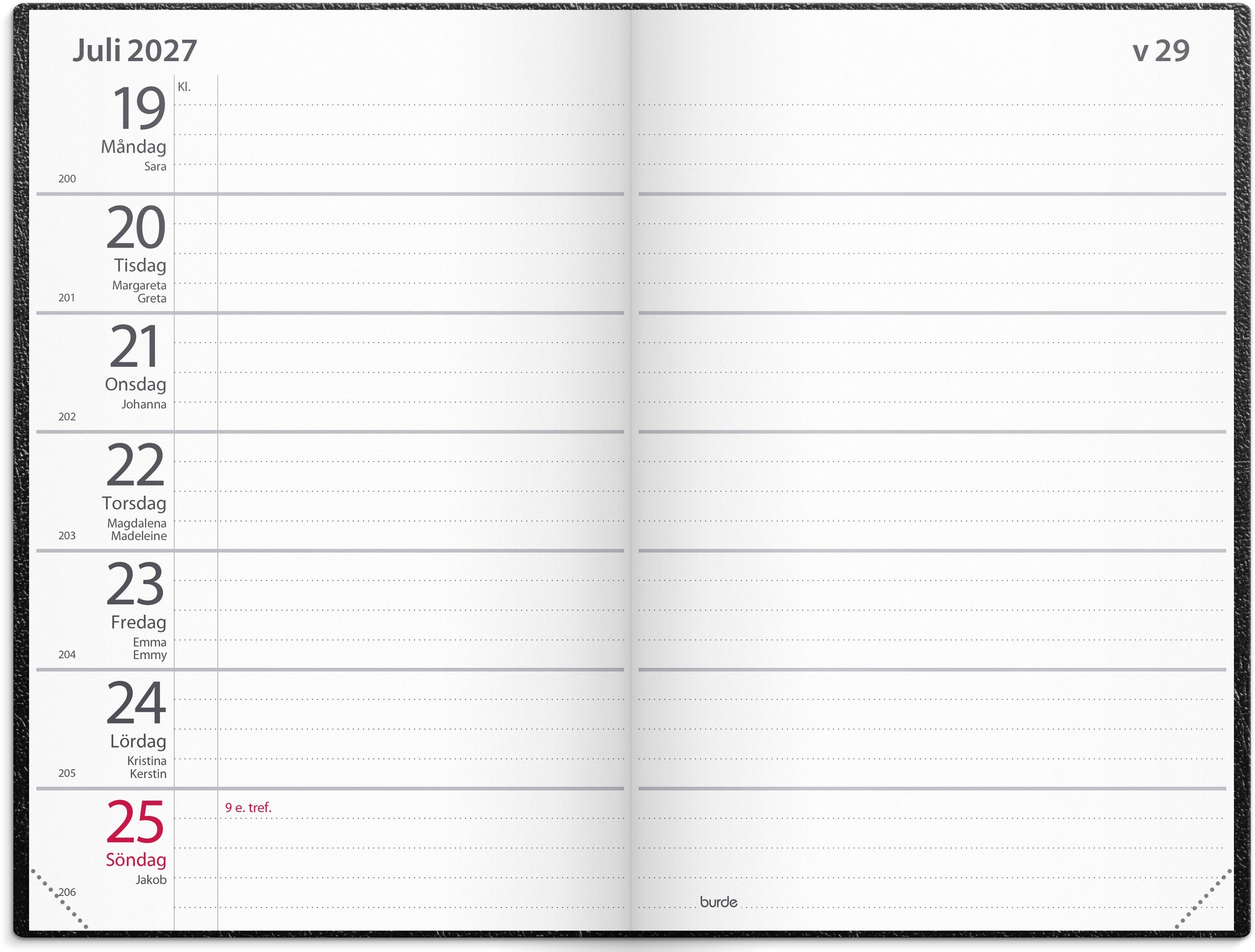 Fickagenda 2027 svart konstläder