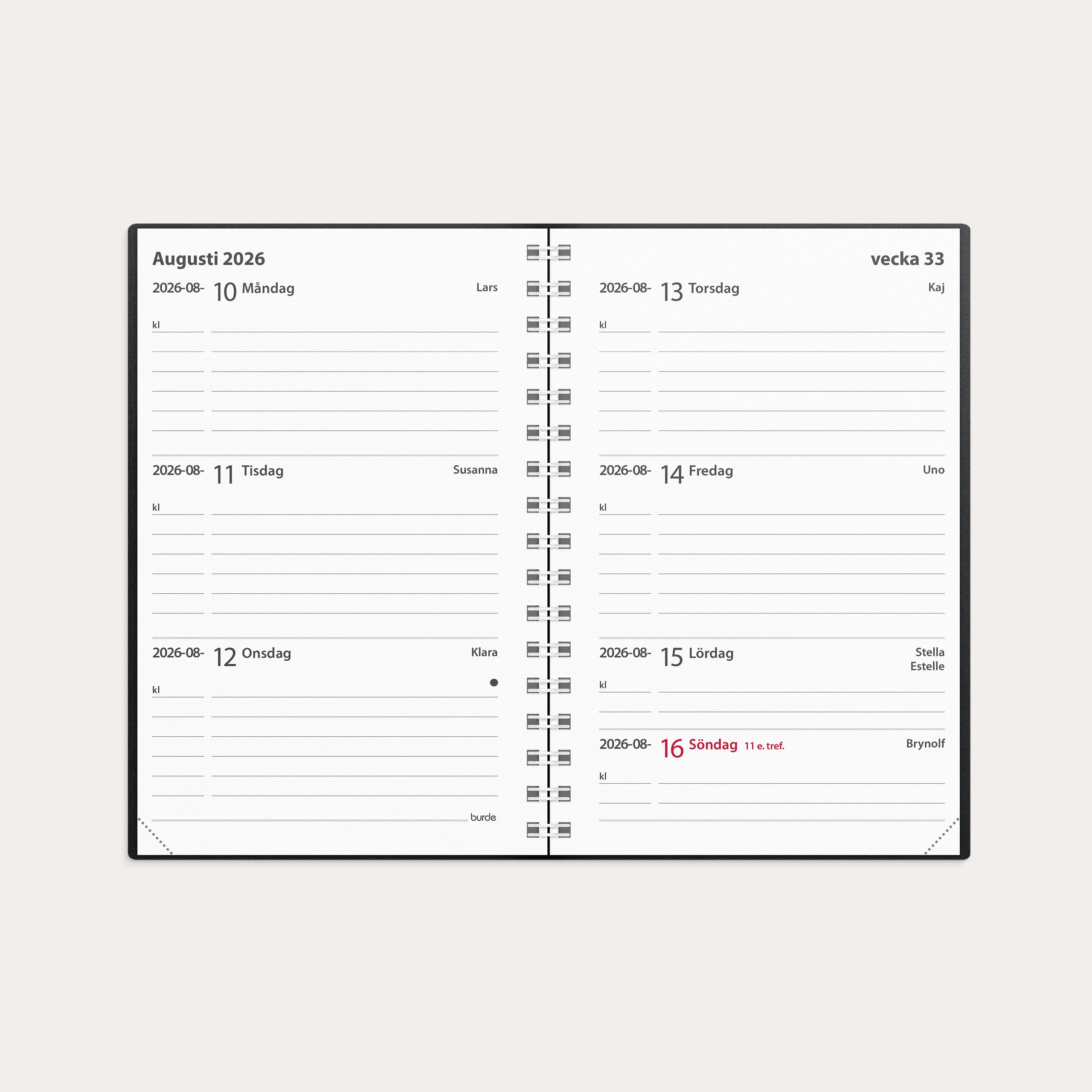 Kalender 2026 Leader svart plast